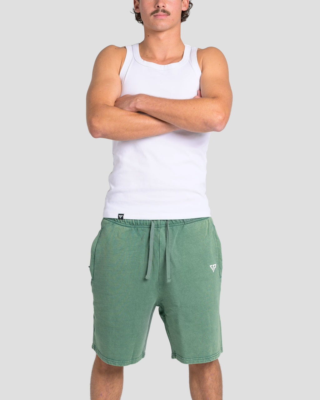 KTP ACID WASH VINTAGE SHORTS - GREEN