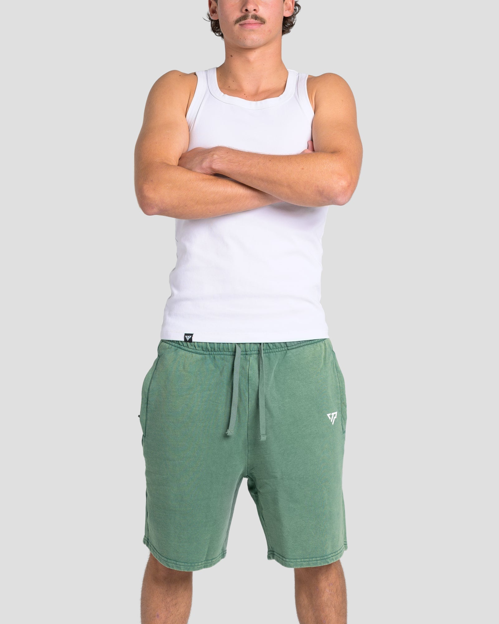 KTP ACID WASH VINTAGE SHORTS - GREEN