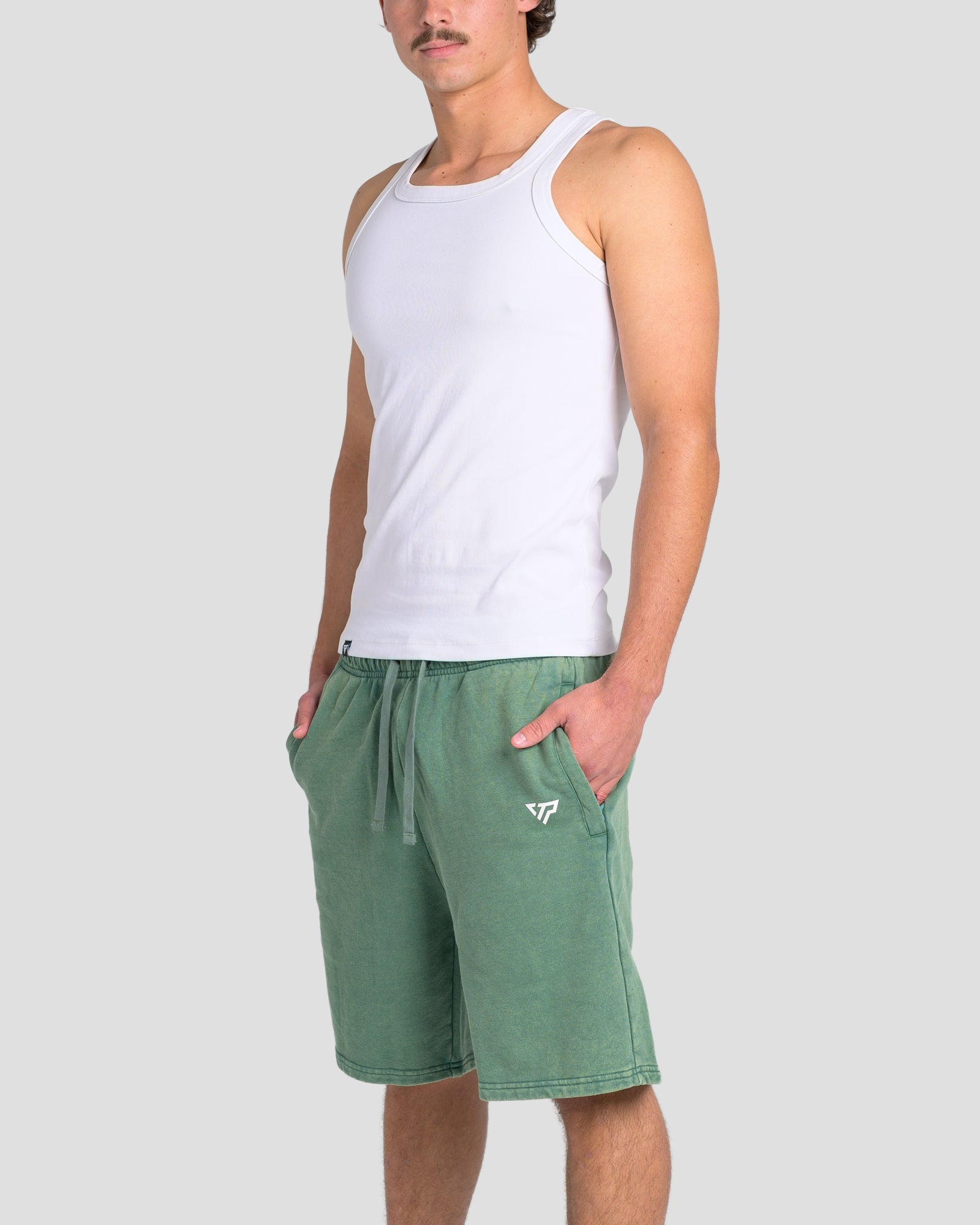 KTP ACID WASH VINTAGE SHORTS - GREEN