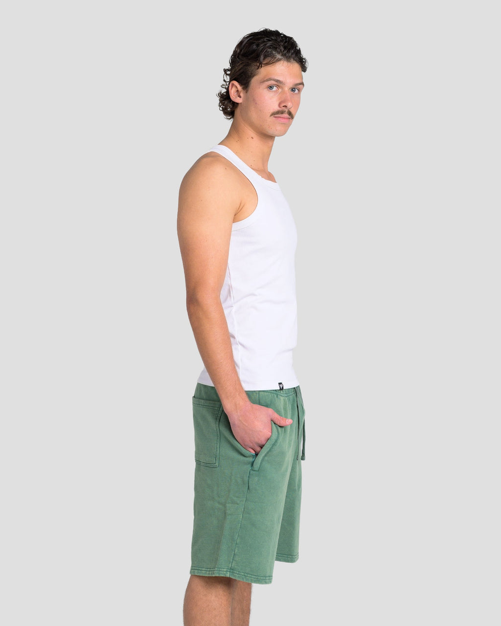 KTP ACID WASH VINTAGE SHORTS - GREEN
