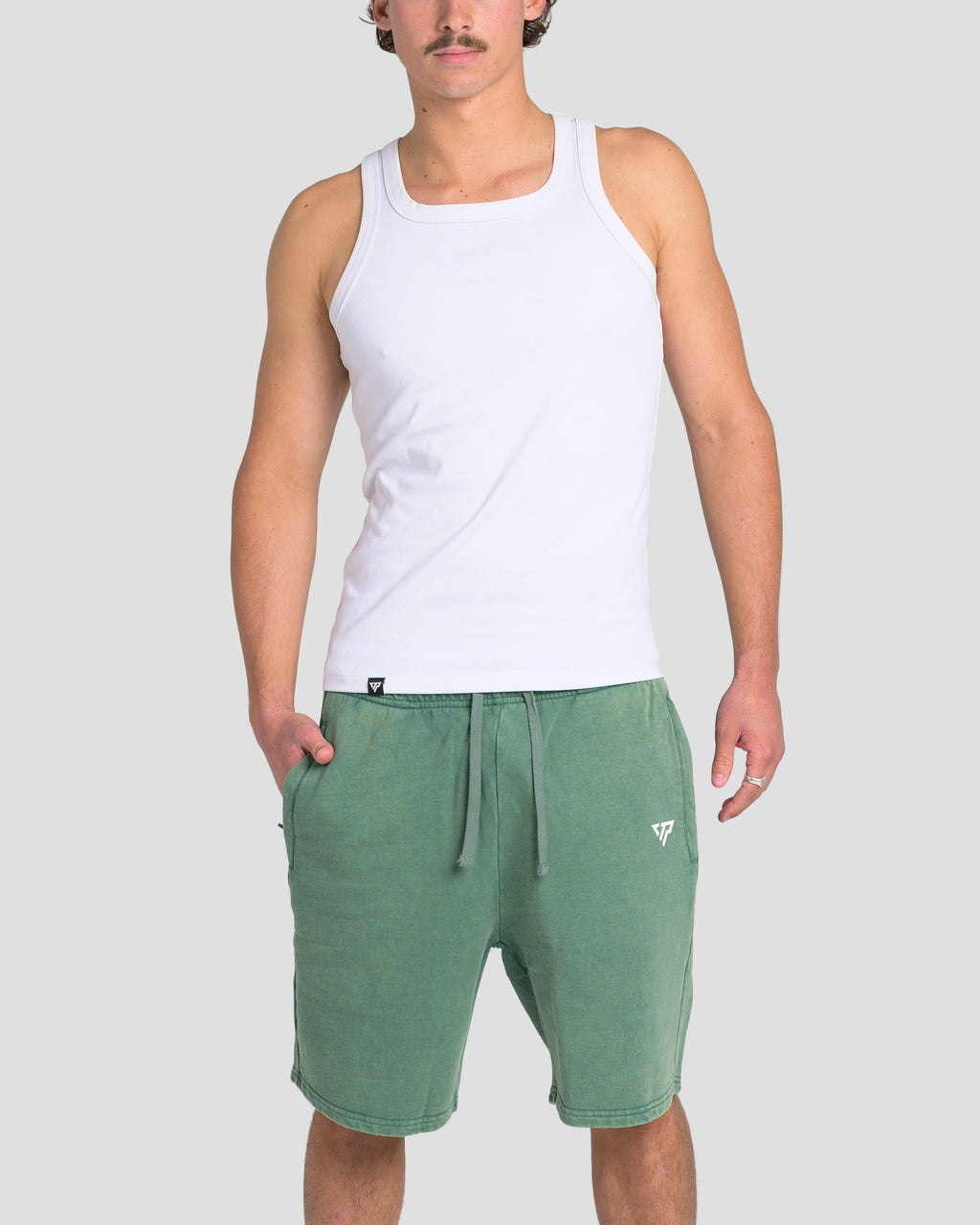 KTP ACID WASH VINTAGE SHORTS - GREEN