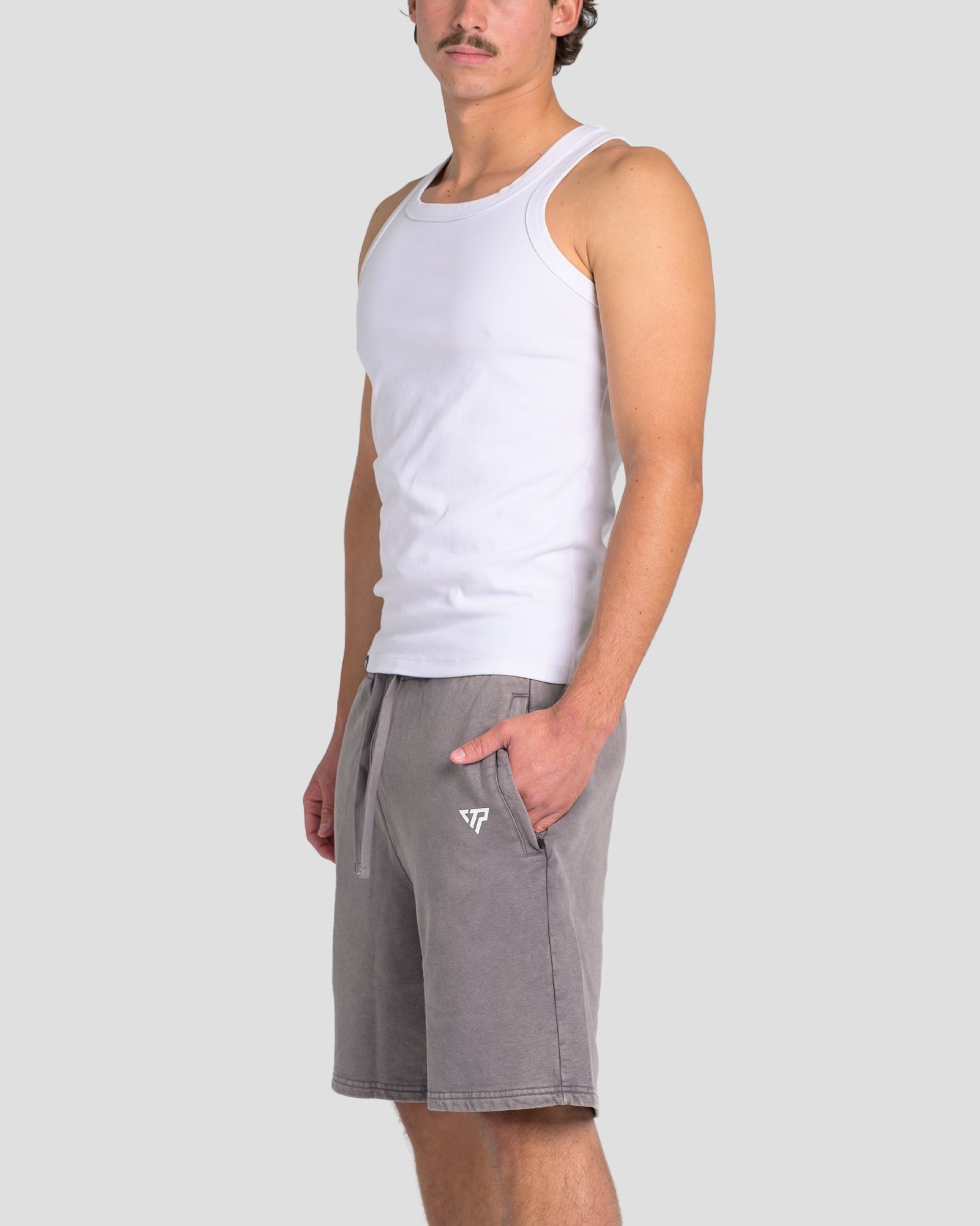 KTP ACID WASH VINTAGE SHORTS - GREY