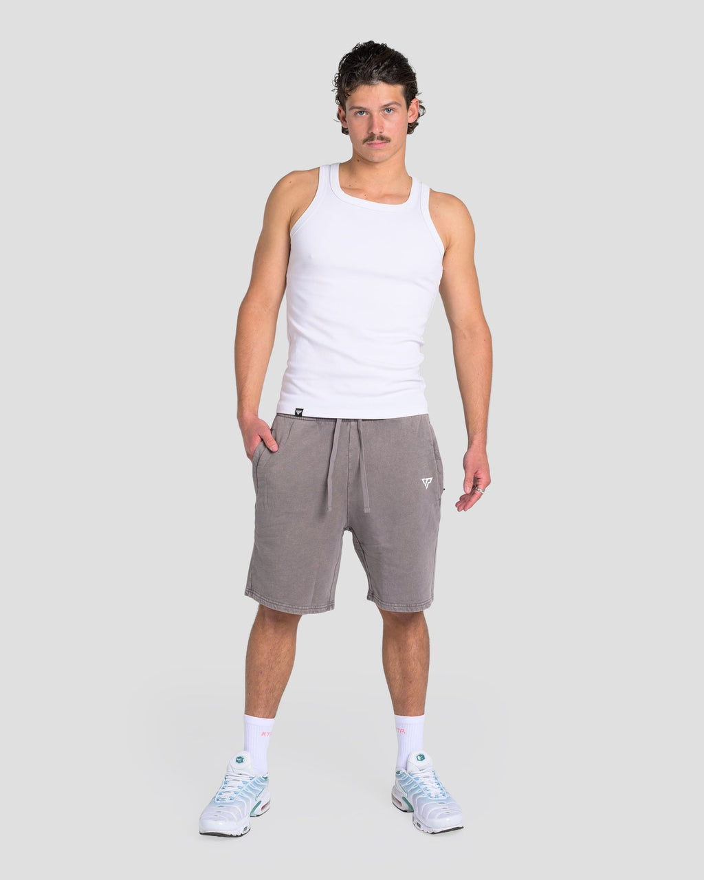 KTP ACID WASH VINTAGE SHORTS - GREY