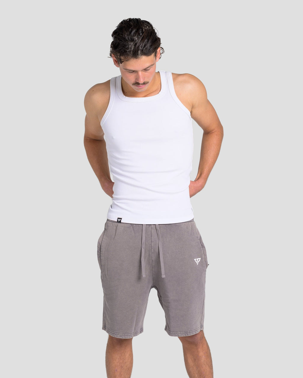 KTP ACID WASH VINTAGE SHORTS - GREY