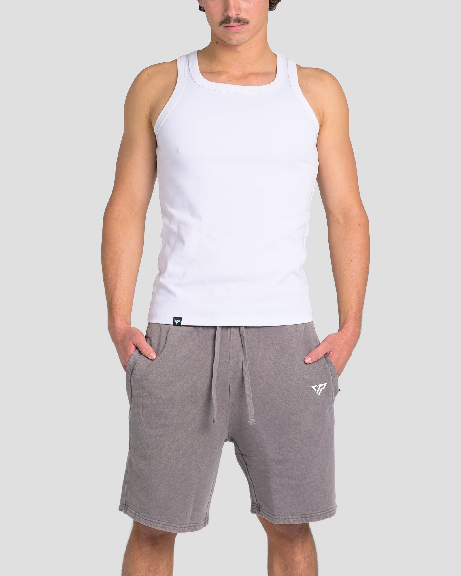 KTP ACID WASH VINTAGE SHORTS - GREY