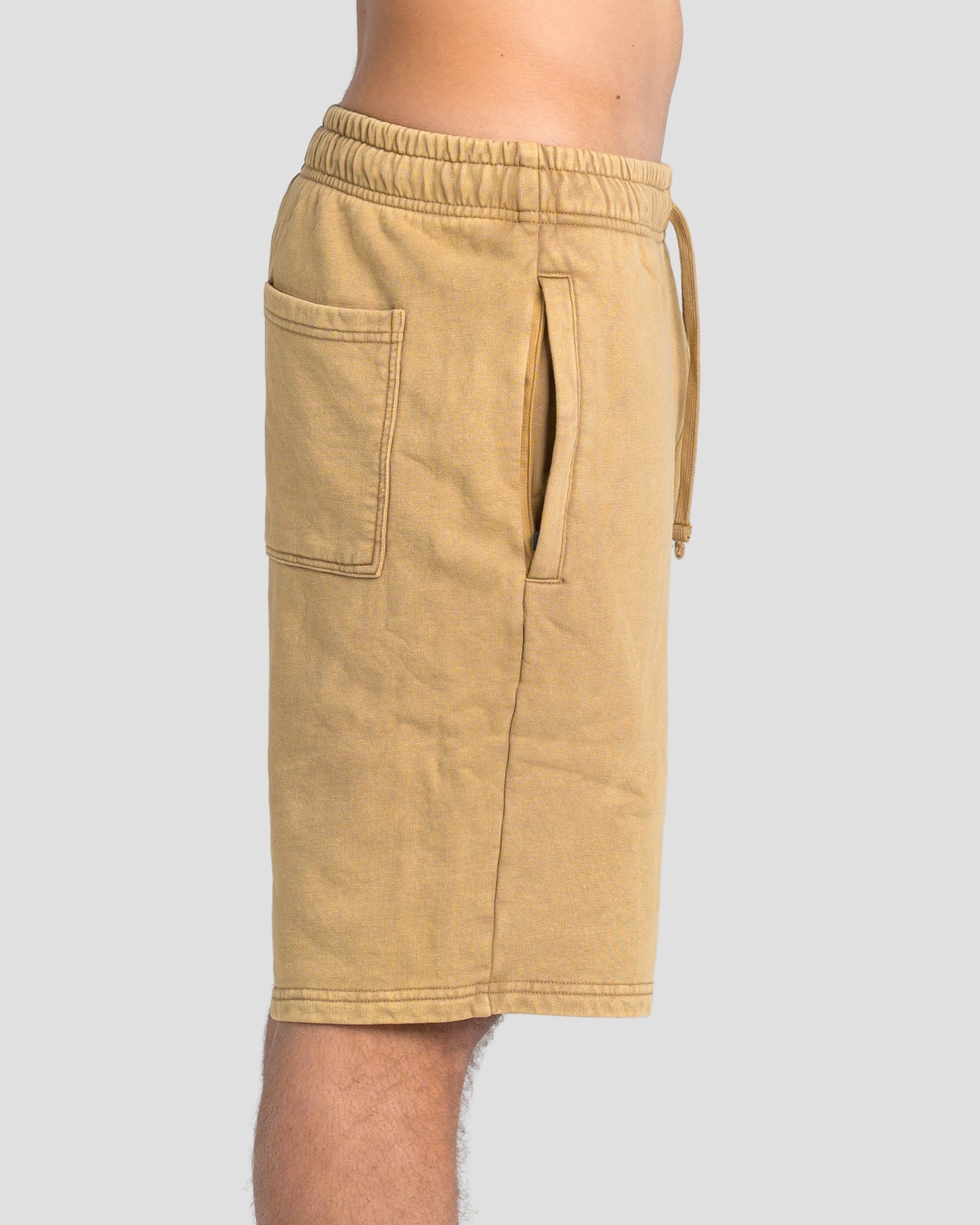 KTP ACID WASH VINTAGE SHORTS - KHAKI