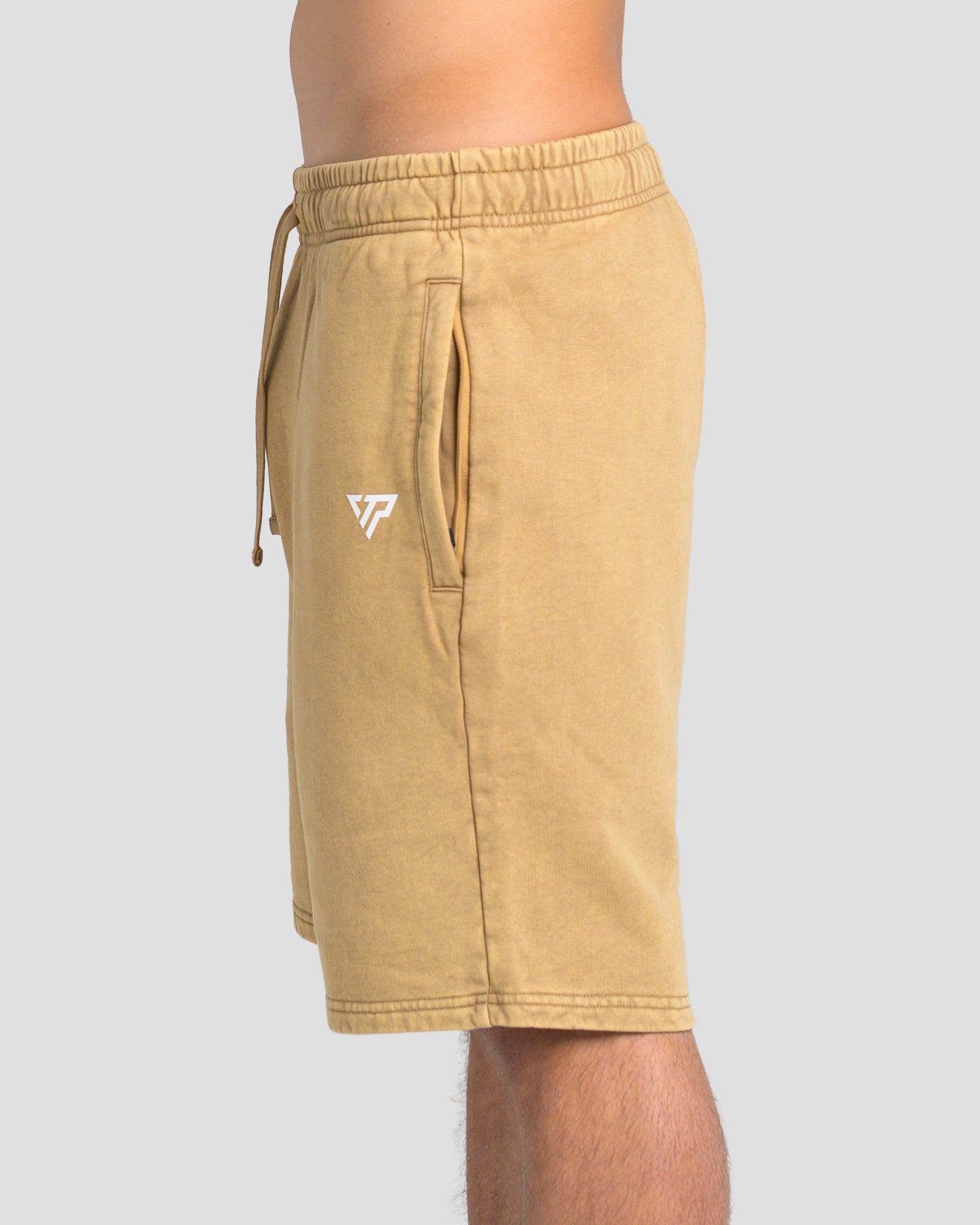 KTP ACID WASH VINTAGE SHORTS - KHAKI