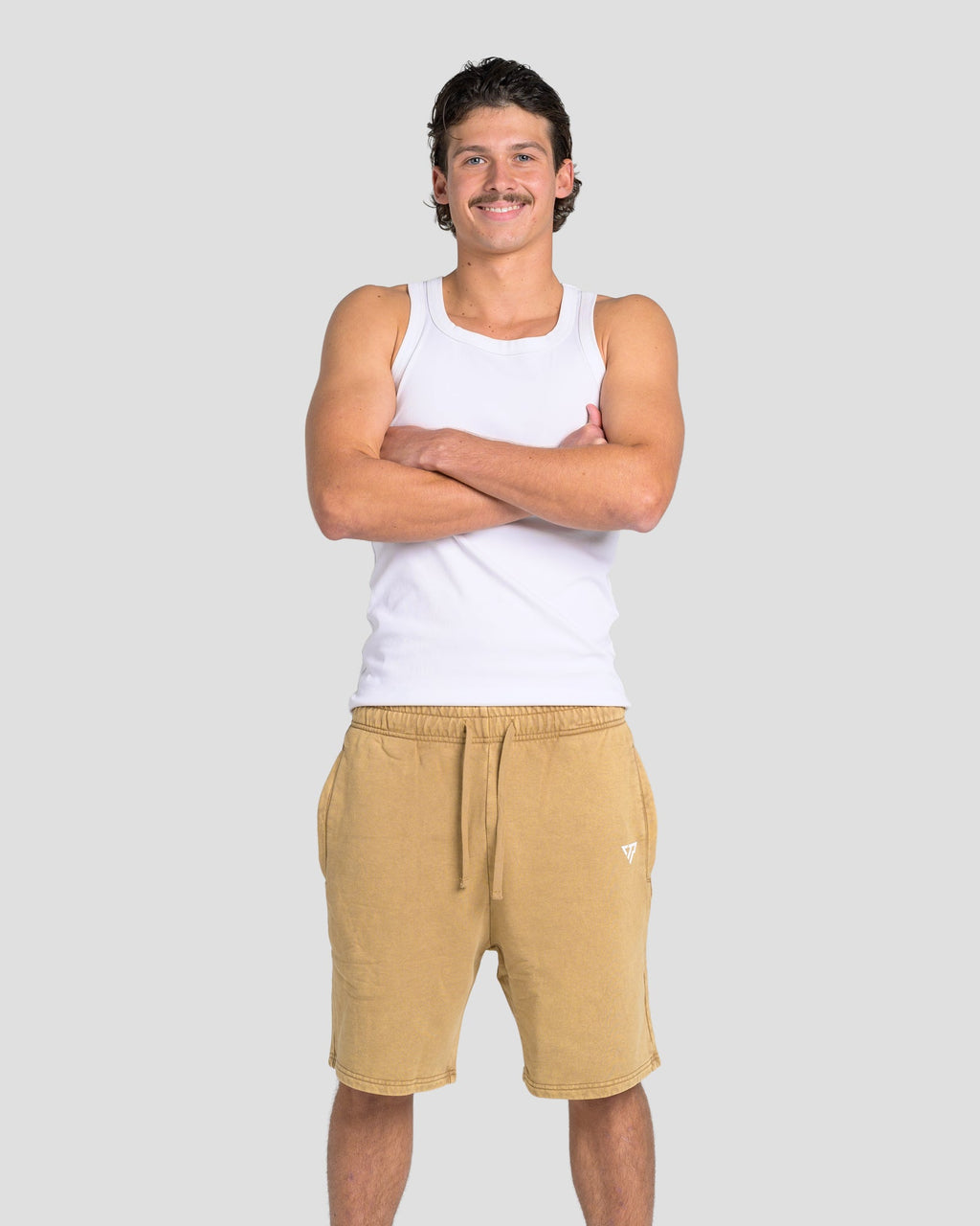 KTP ACID WASH VINTAGE SHORTS - KHAKI