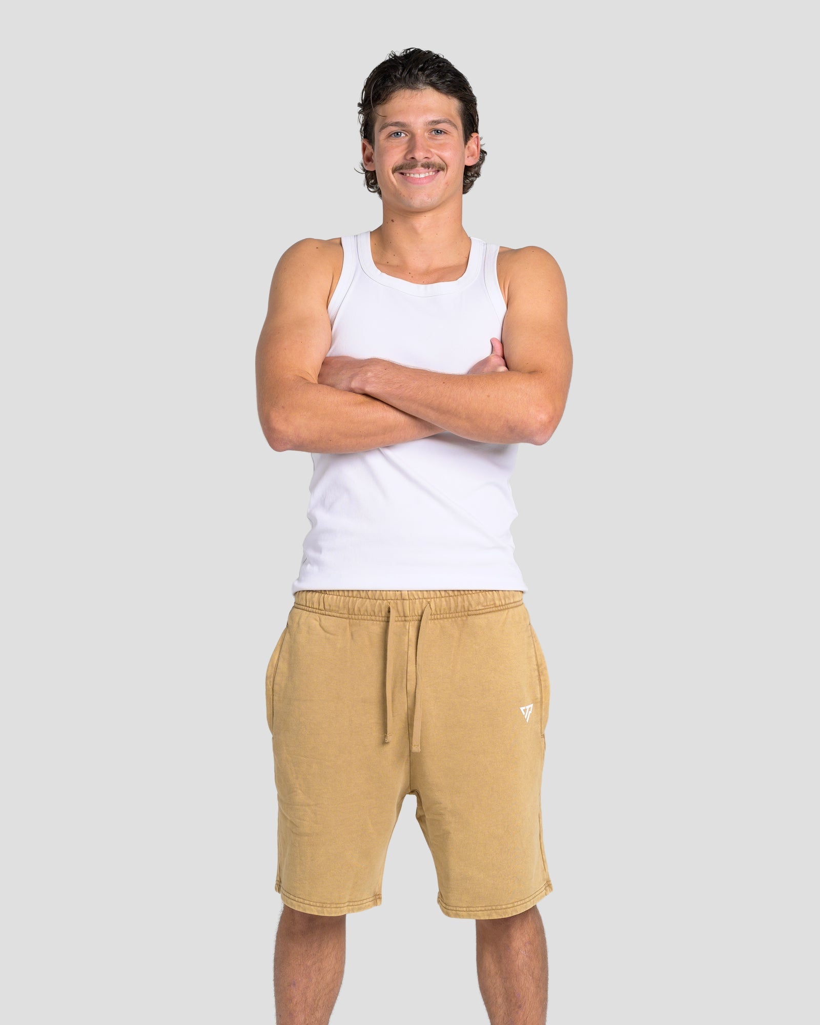 KTP ACID WASH VINTAGE SHORTS - KHAKI