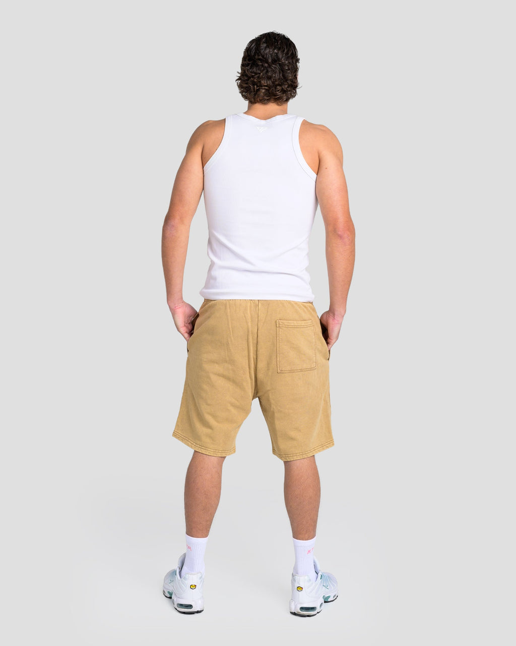 KTP ACID WASH VINTAGE SHORTS - KHAKI