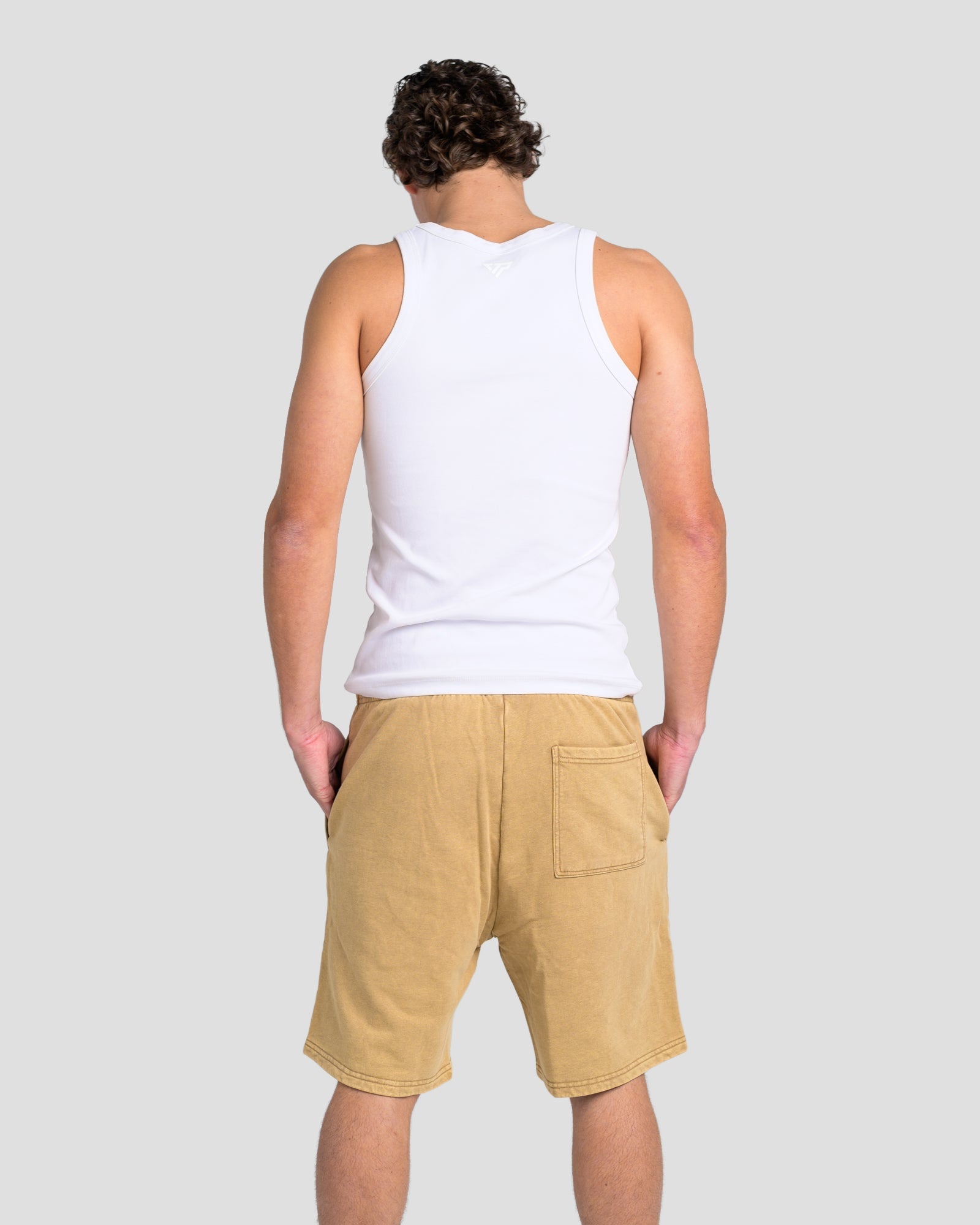 KTP ACID WASH VINTAGE SHORTS - KHAKI