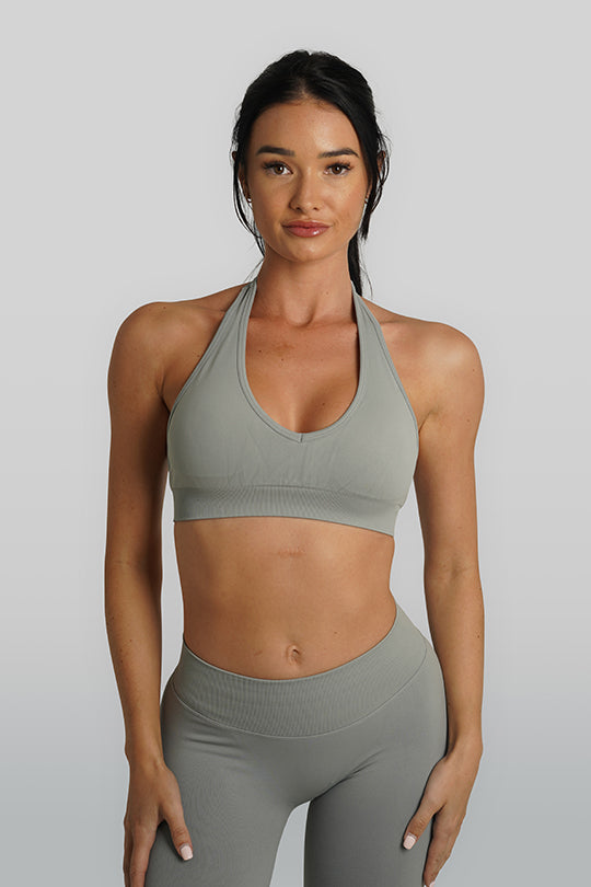 RECOIL HALTER CROP - LIGHT GREY