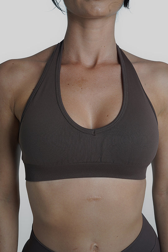 RECOIL HALTER CROP - ESPRESSO