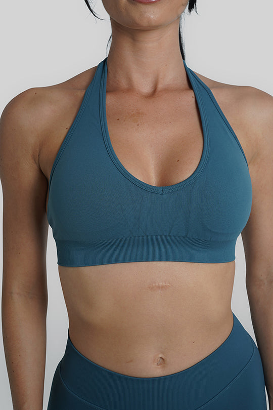 RECOIL HALTER CROP - BLUE TEAL
