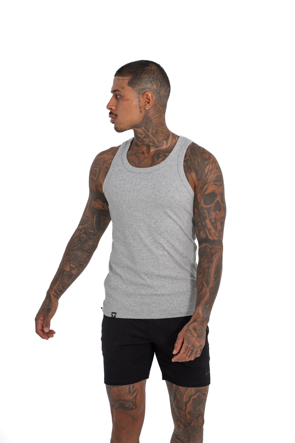 MEN'S KTP RIBBED TANK - LIGHT GREY
