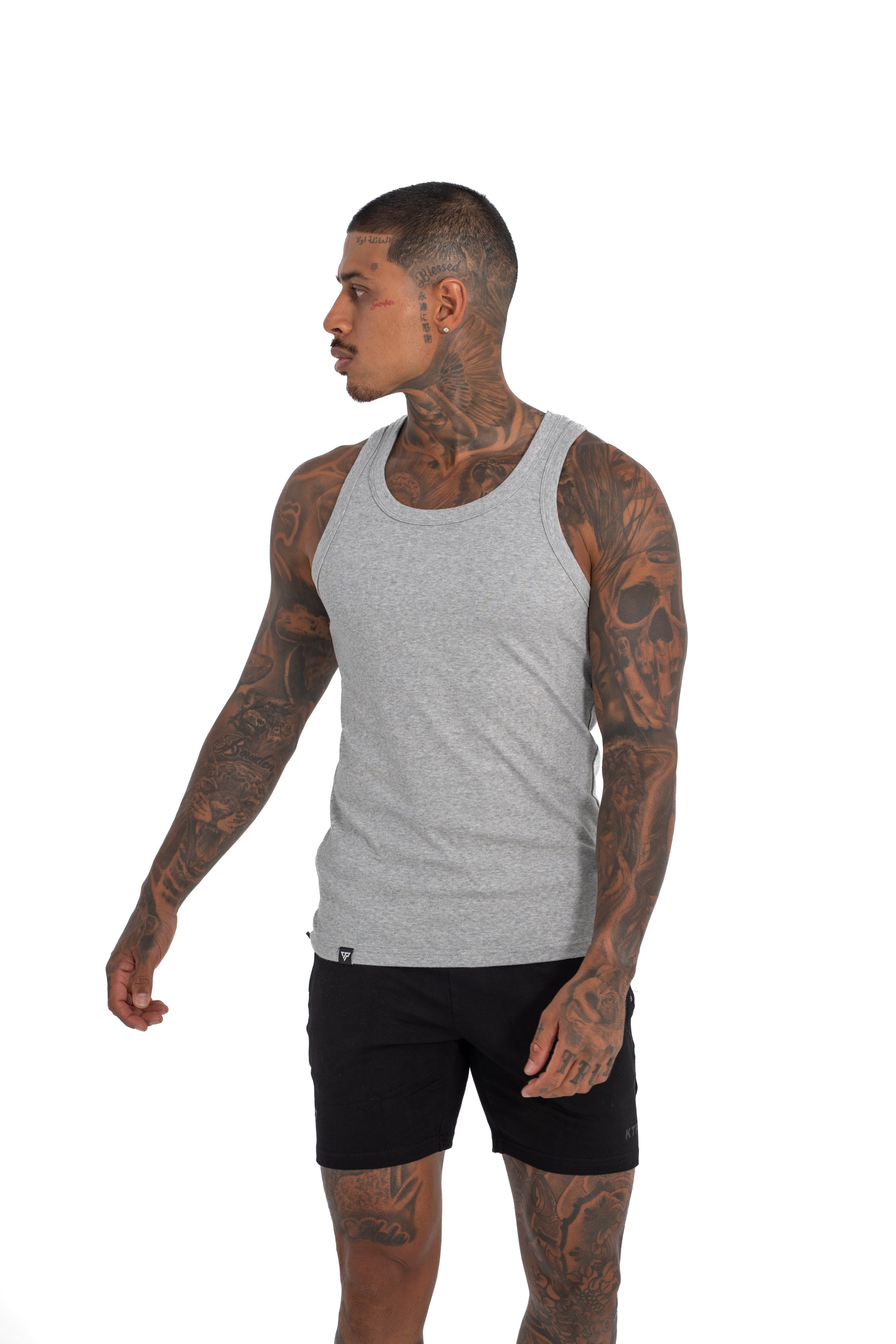 MEN'S KTP RIBBED TANK - LIGHT GREY