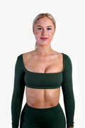 SLEEK LONG SLEEVE TOP - FOREST GREEN