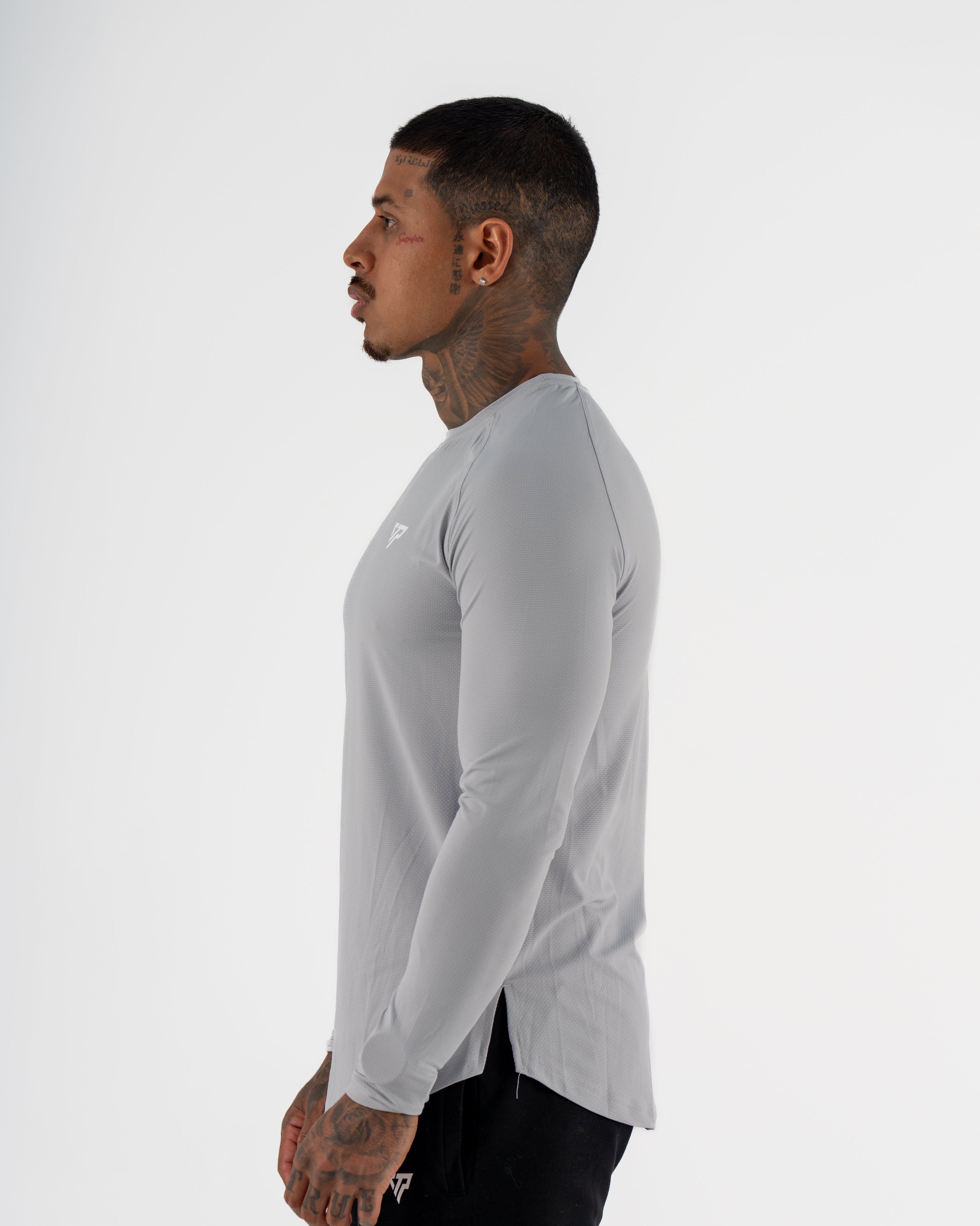 KTP MEN'S DRY FIT LONG SLEEVE TEE - LIGHT GREY