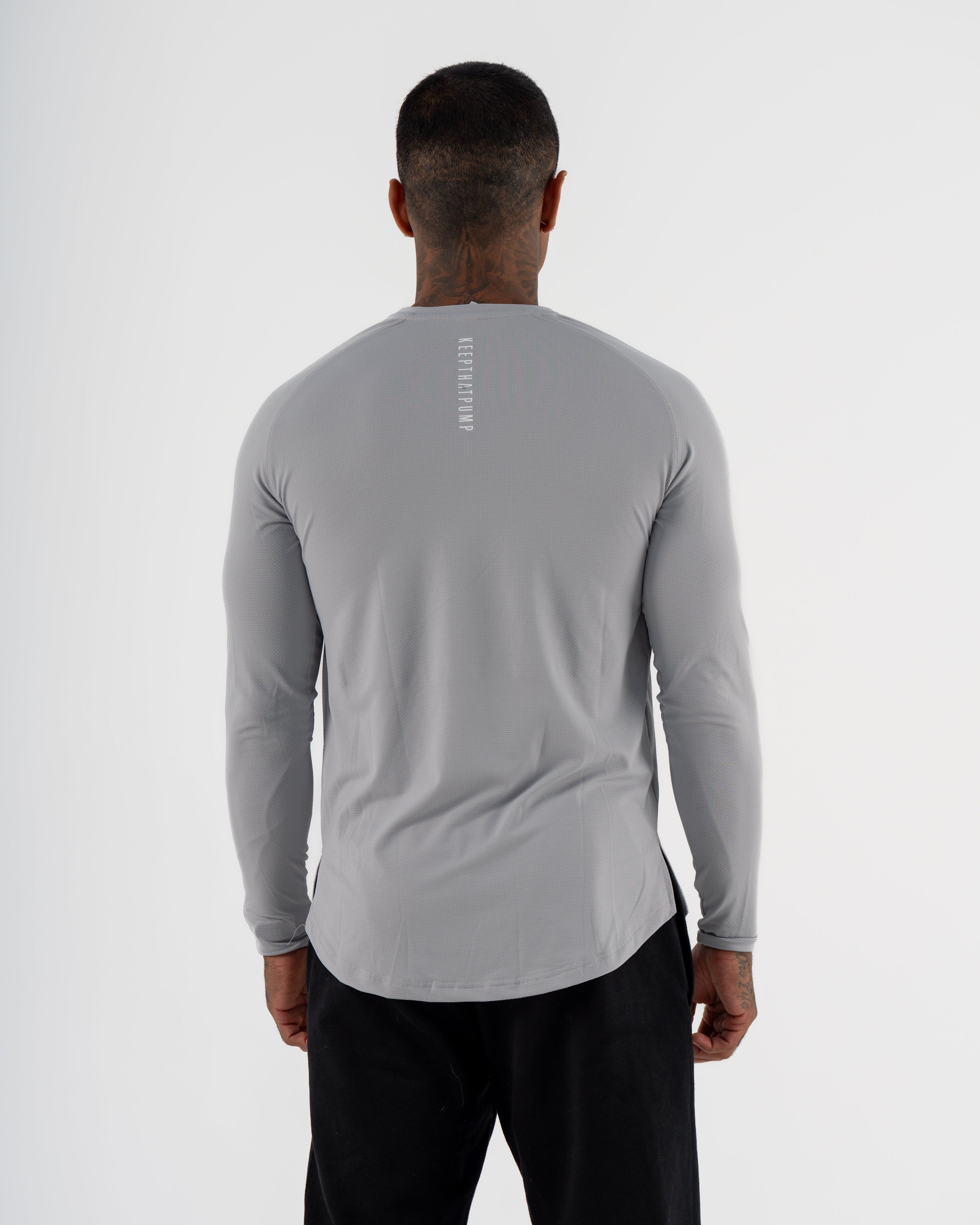 KTP MEN'S DRY FIT LONG SLEEVE TEE - LIGHT GREY