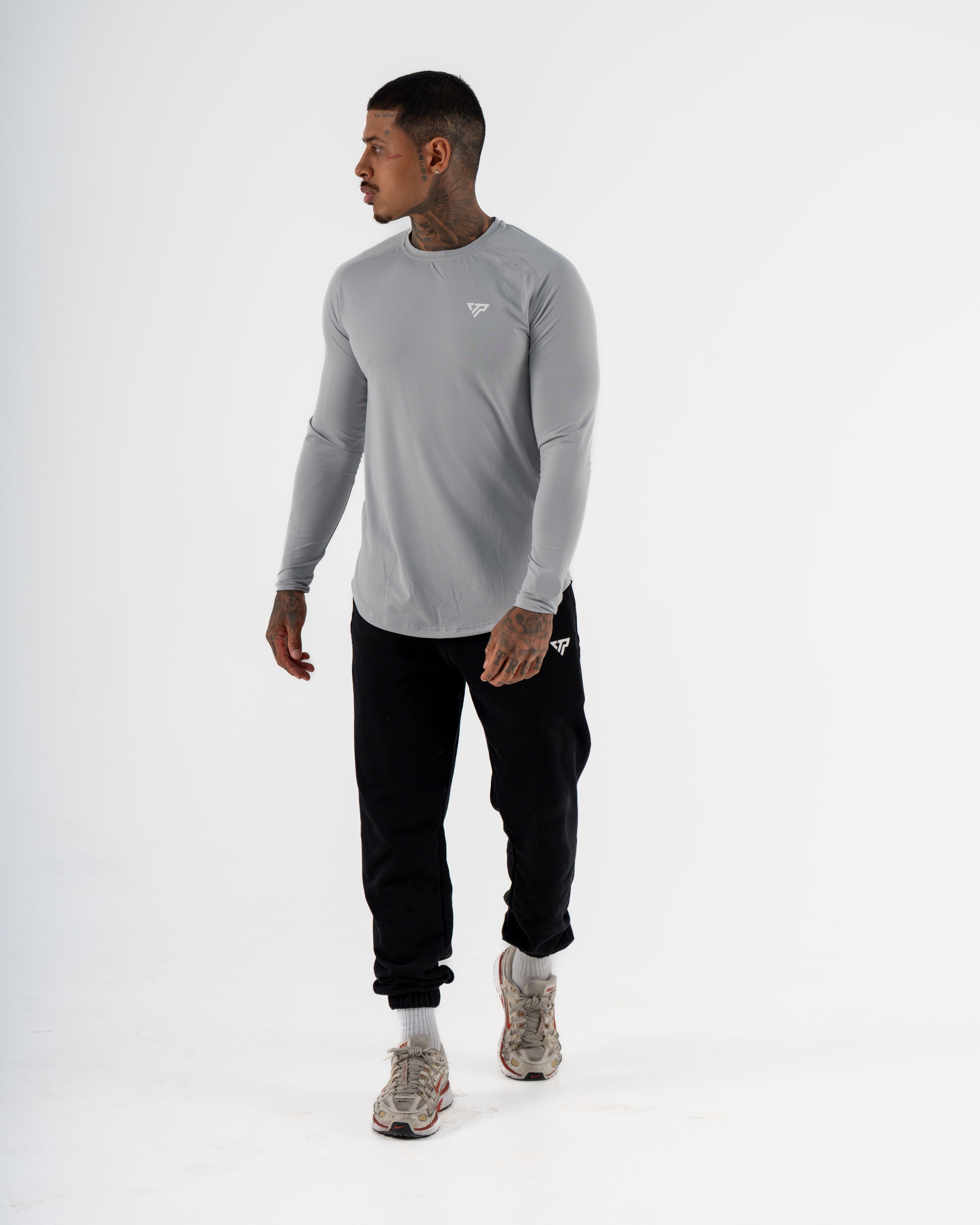 KTP MEN'S DRY FIT LONG SLEEVE TEE - LIGHT GREY