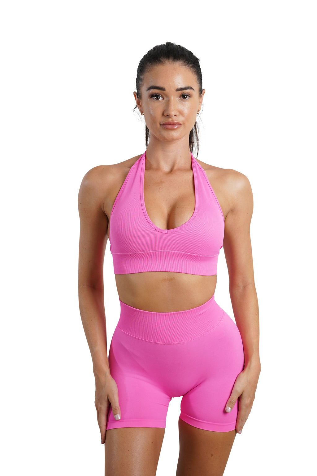 CORE HALTER BRA - NEON PINK