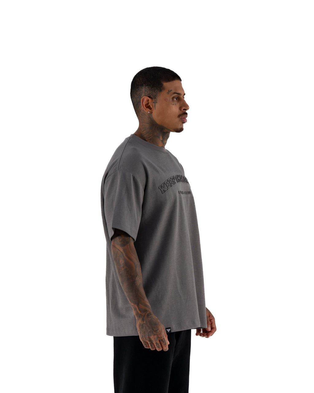 KTP MEN'S EMBOSSED TEE - CHARCOAL
