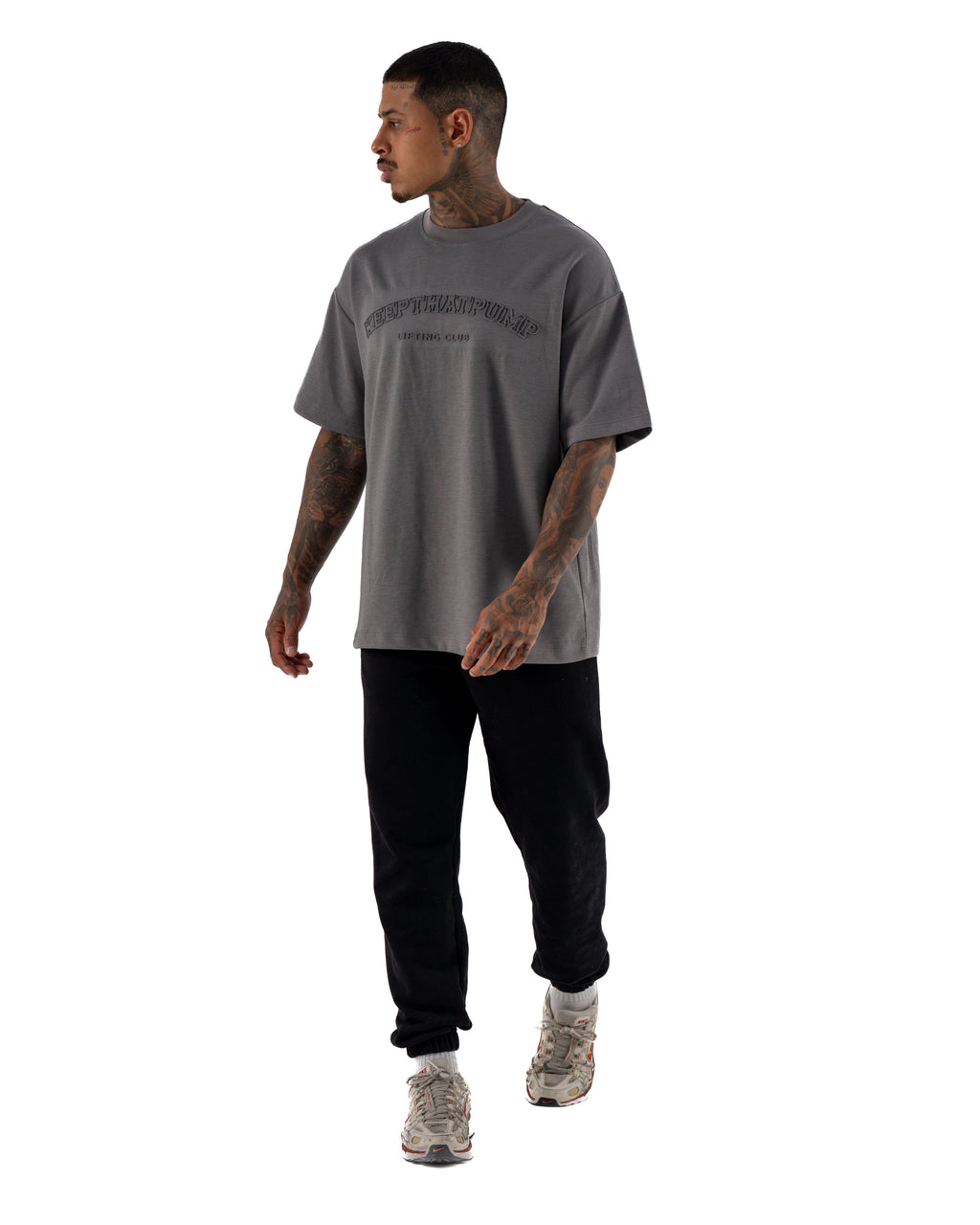KTP MEN'S EMBOSSED TEE - CHARCOAL