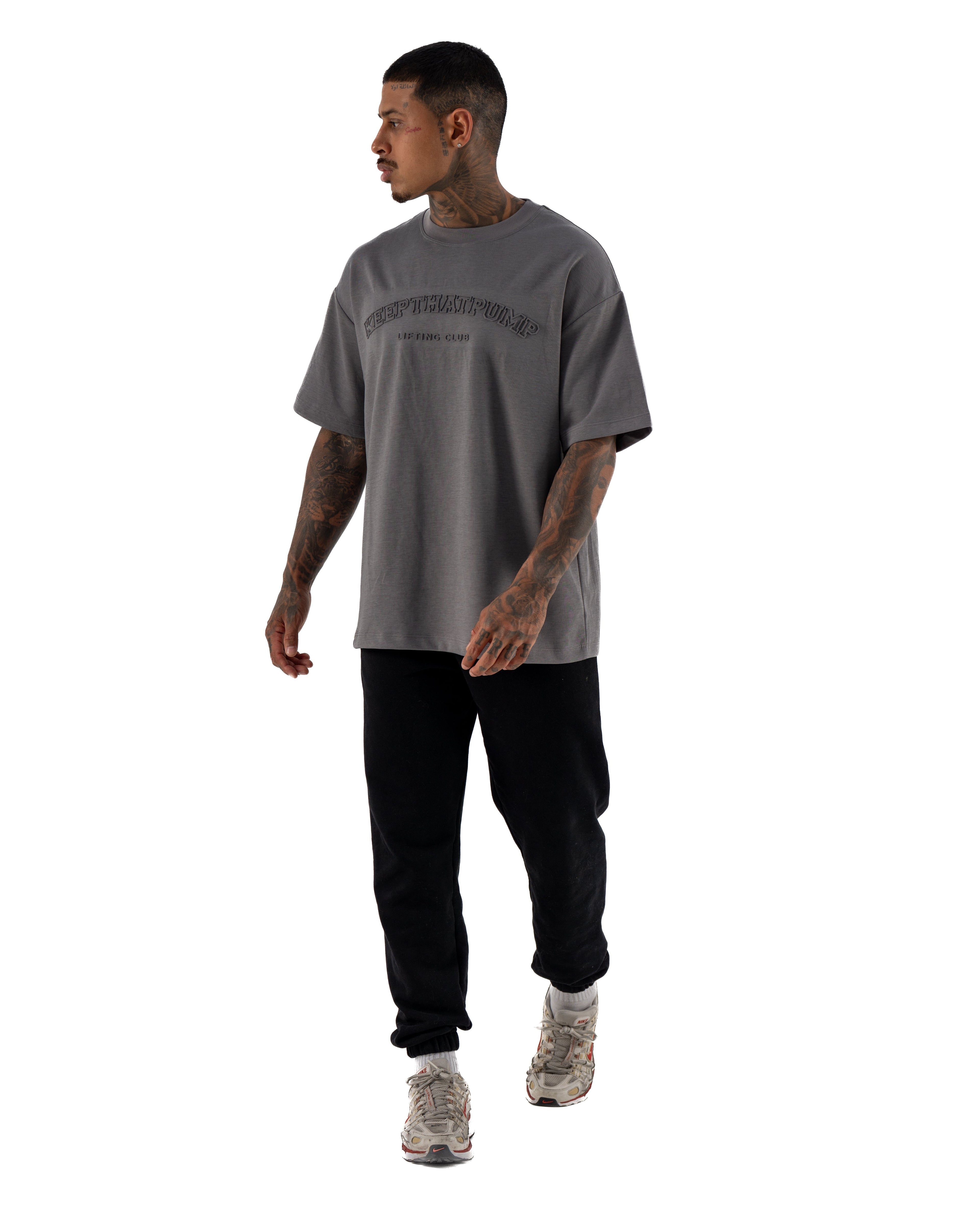 KTP MEN'S EMBOSSED TEE - CHARCOAL