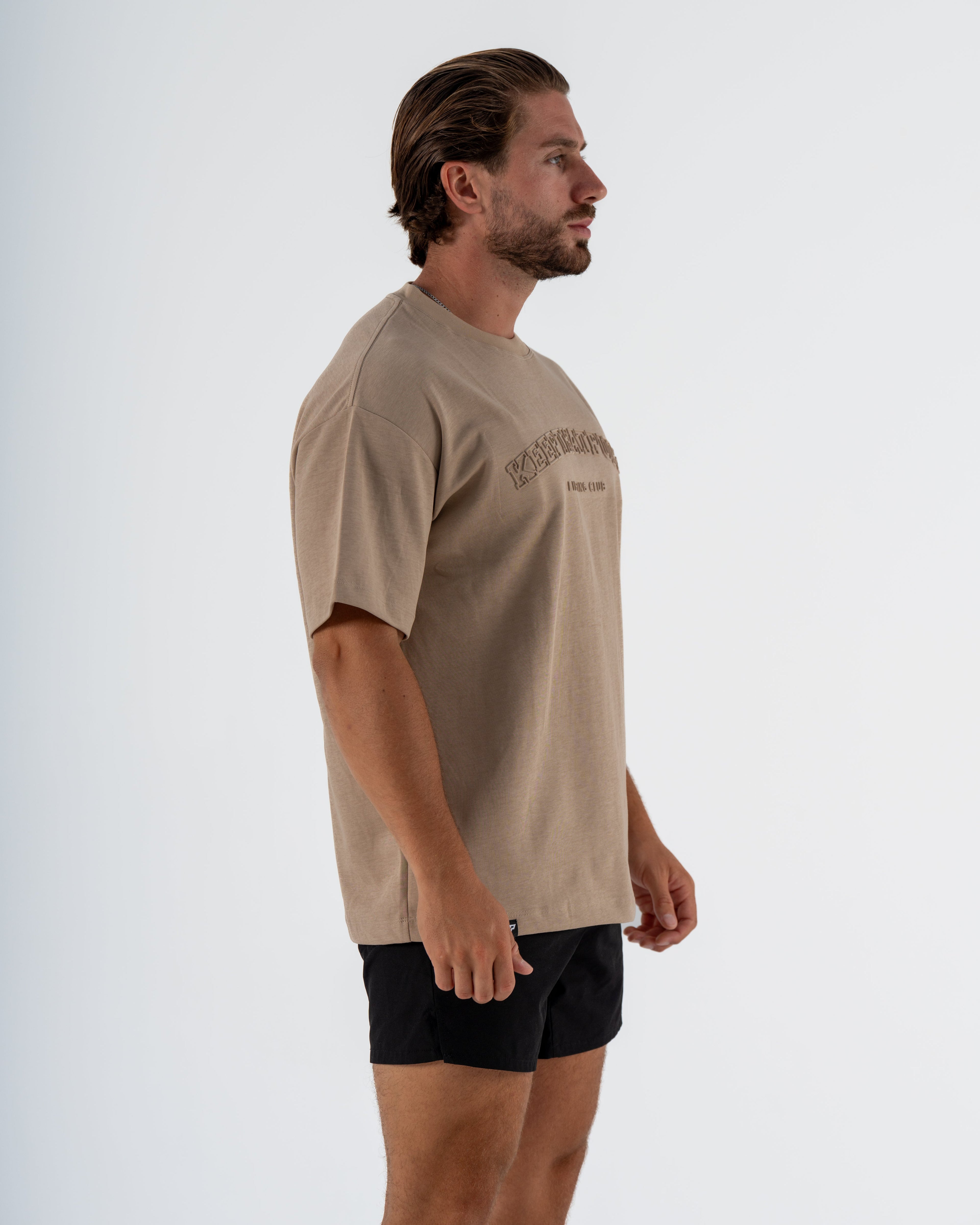 KTP MEN'S EMBOSSED TEE - BEIGE