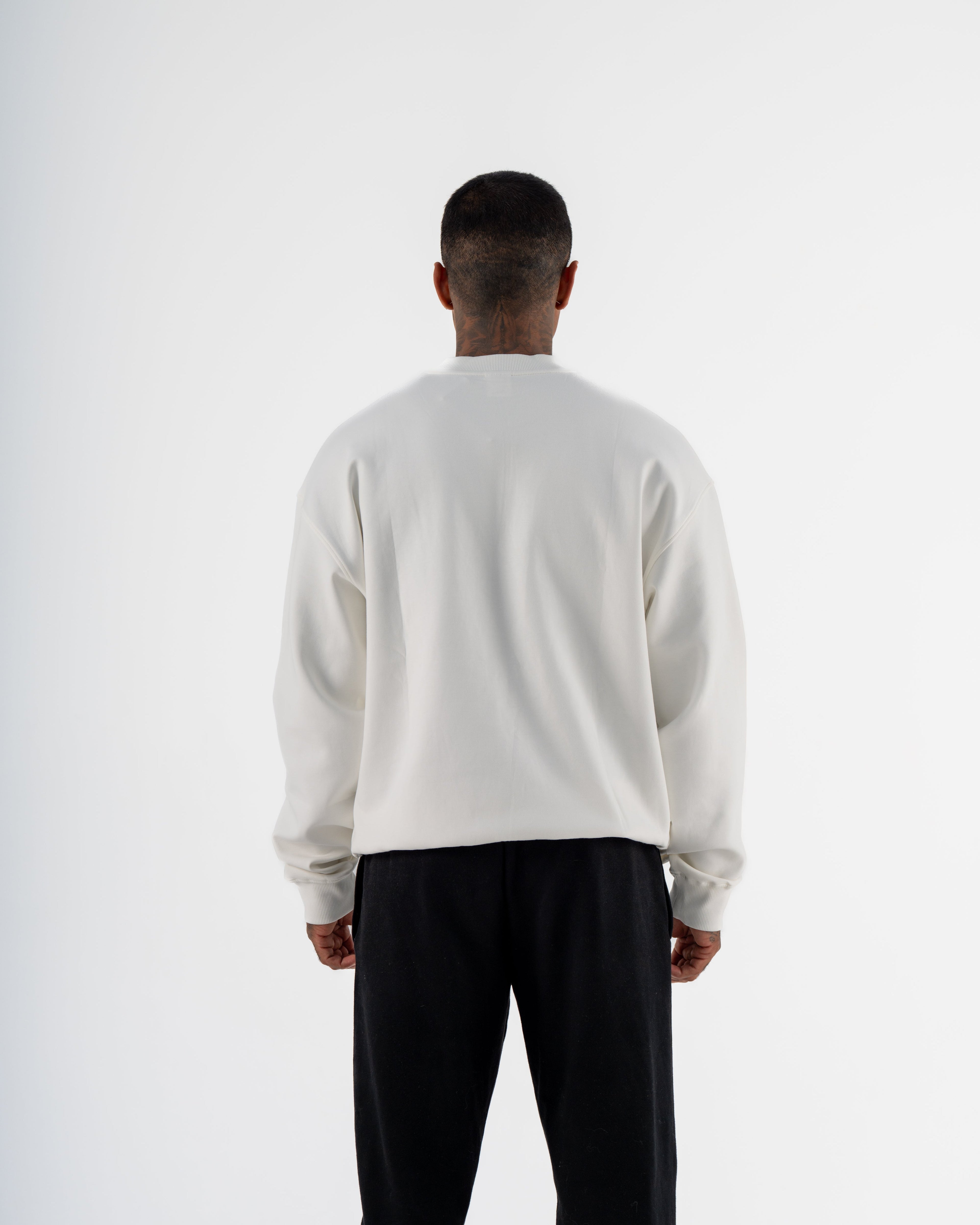 KTP MEN'S EMBOSSED CREW NECK JUMPER- WHITE
