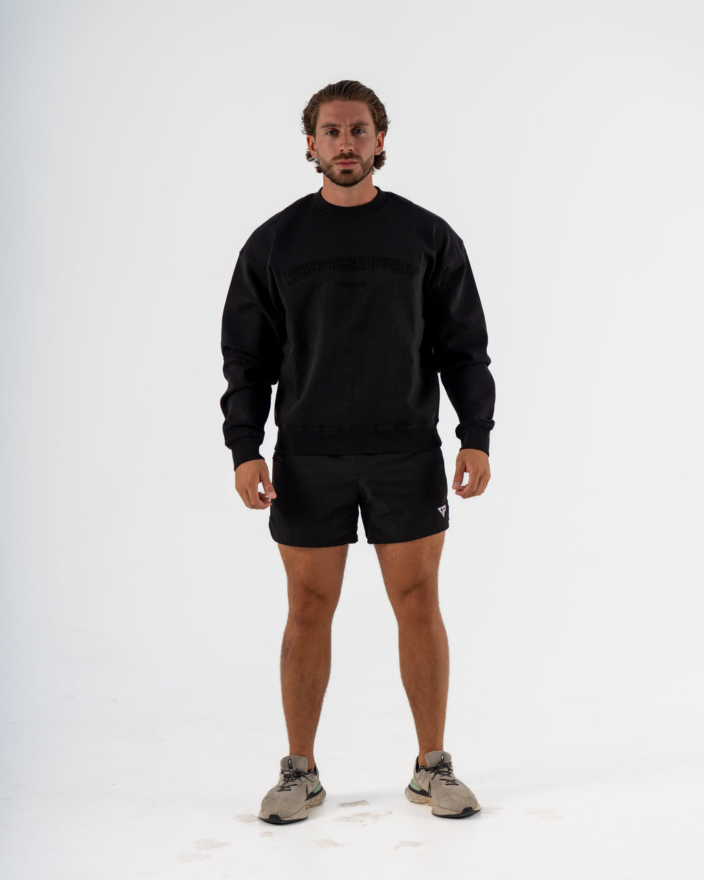 KTP MEN'S EMBOSSED CREW NECK JUMPER- BLACK