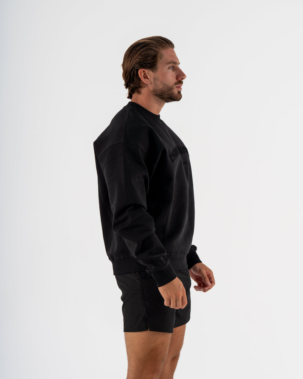 KTP MEN'S EMBOSSED CREW NECK JUMPER- BLACK