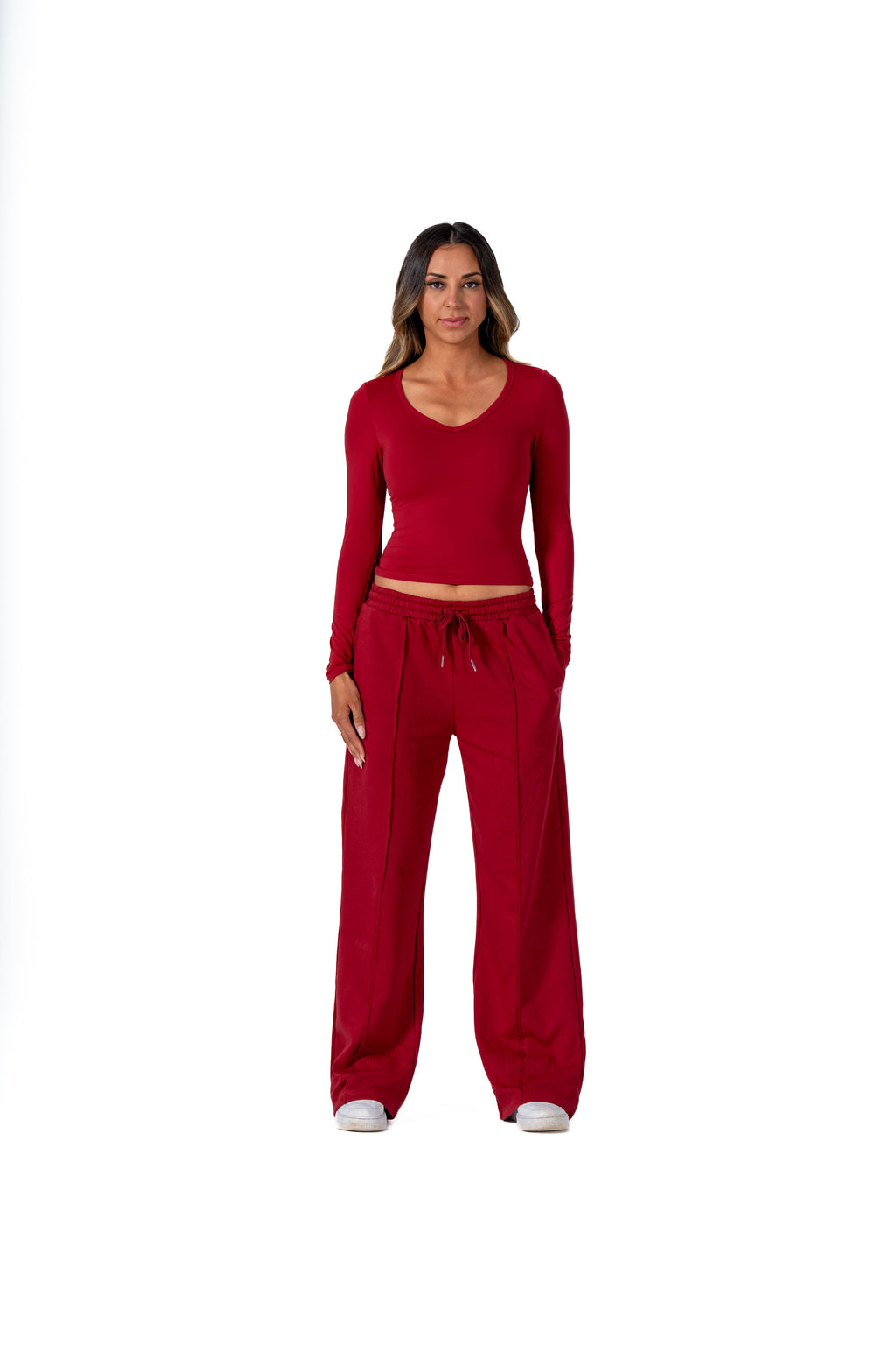 CLASSIC V-NECK LONG SLEEVE - WINE