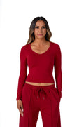 CLASSIC V-NECK LONG SLEEVE - WINE