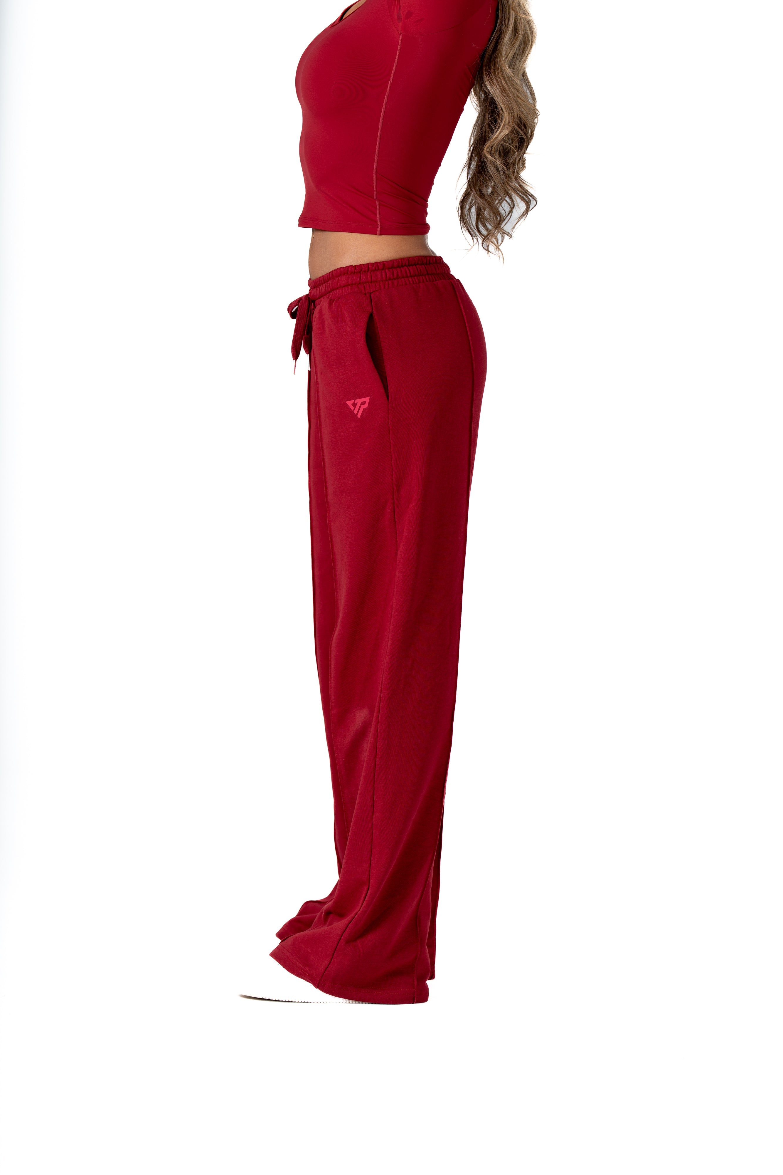 CLASSIC WIDE LEG SWEATPANTS - WINE