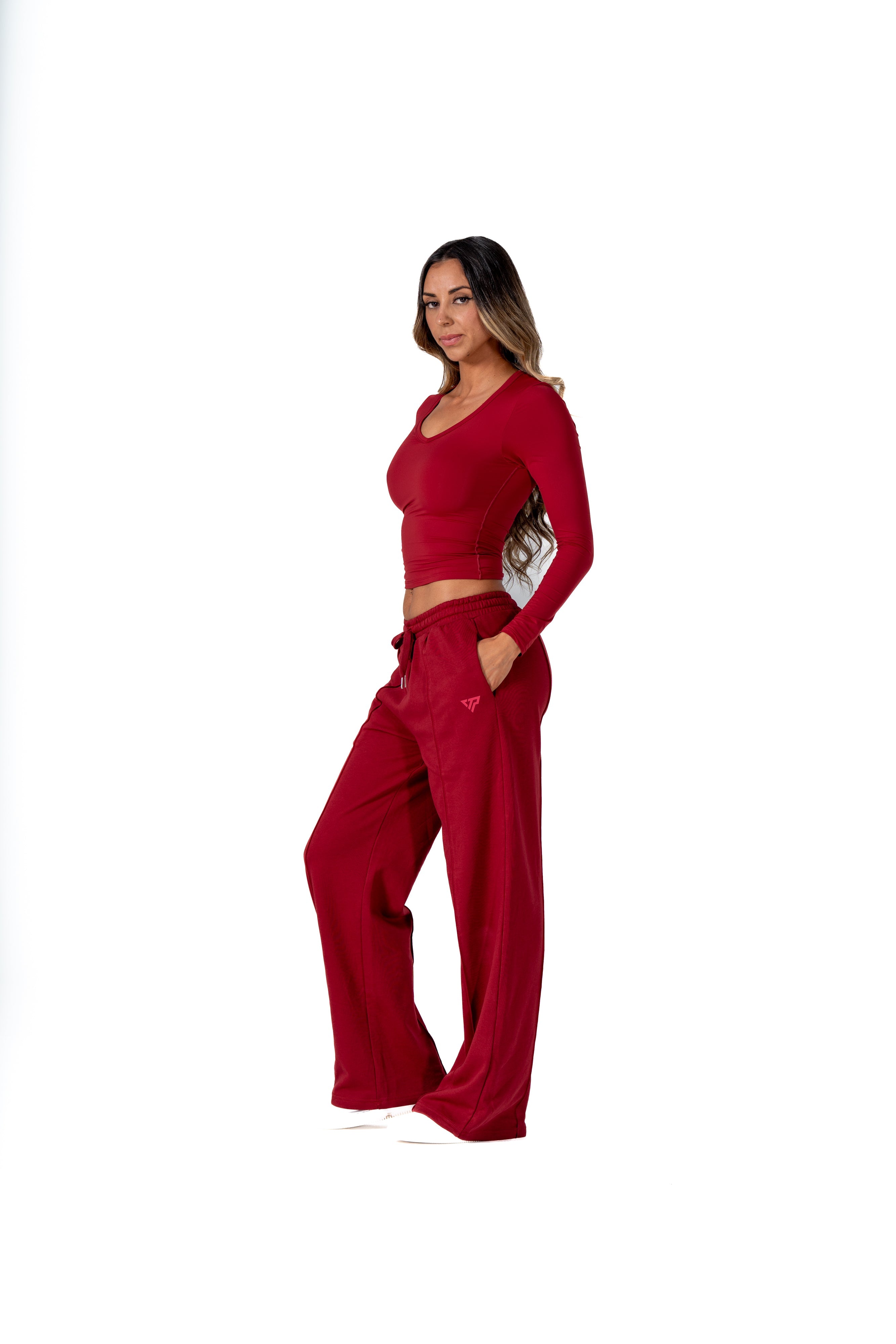 CLASSIC WIDE LEG SWEATPANTS - WINE