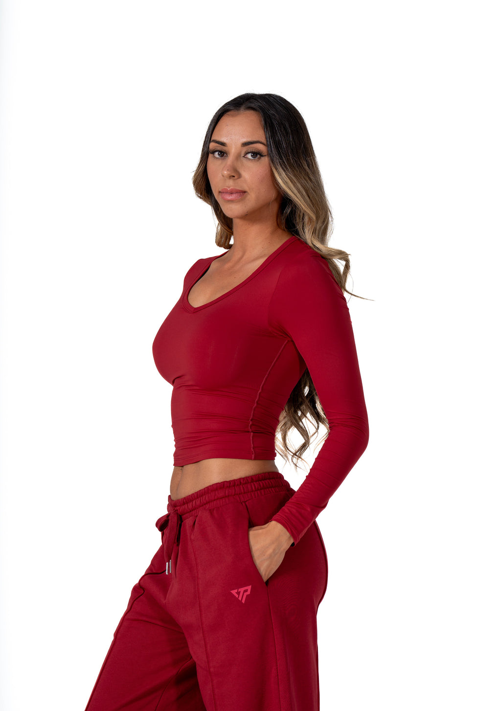 CLASSIC V-NECK LONG SLEEVE - WINE