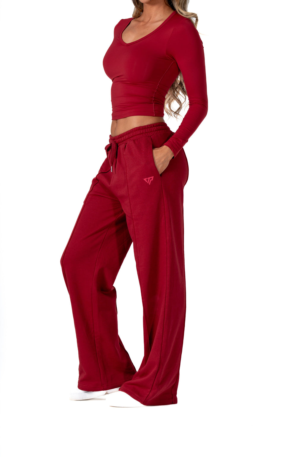 CLASSIC WIDE LEG SWEATPANTS - WINE
