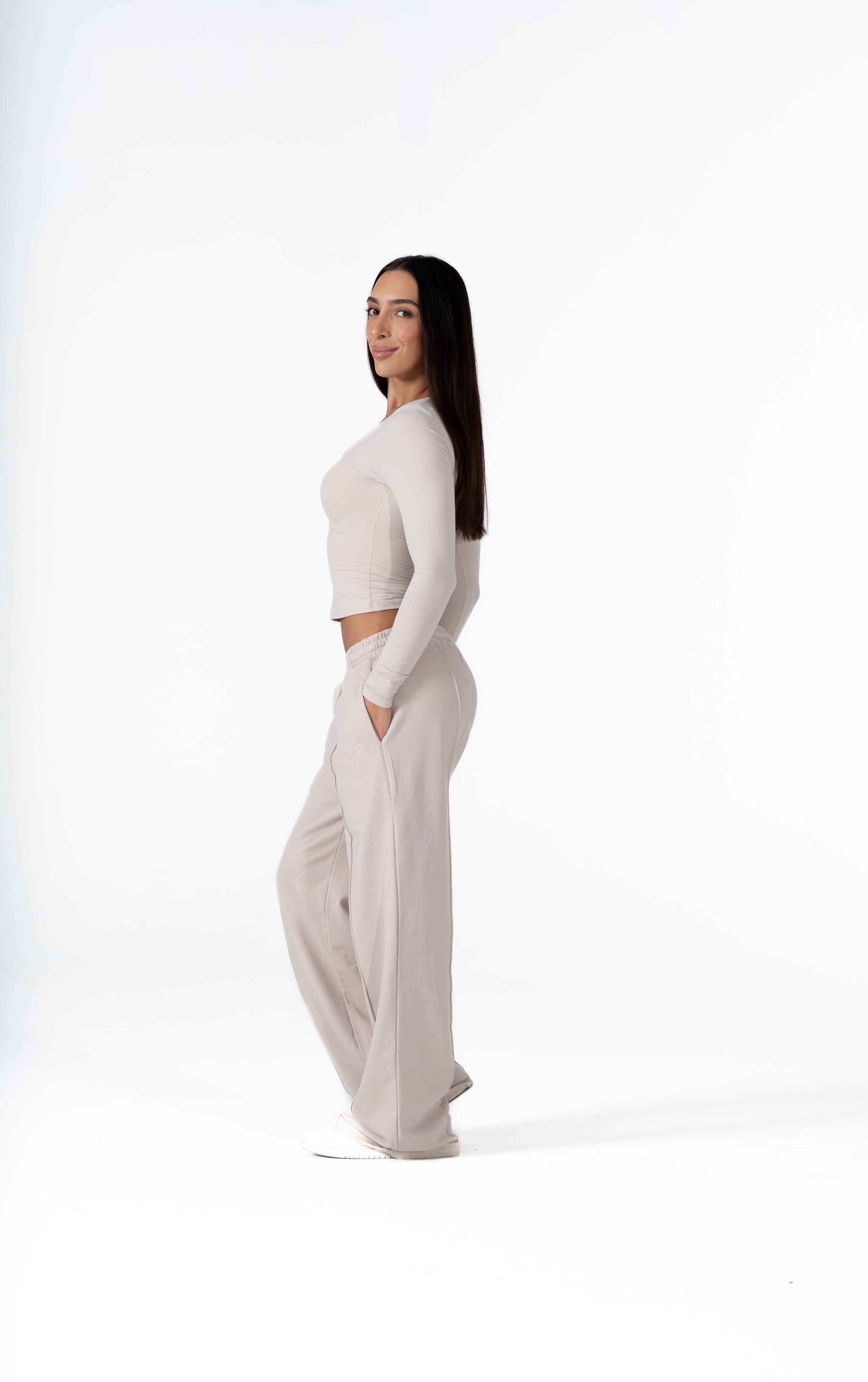 CLASSIC WIDE LEG SWEATPANTS - BONE