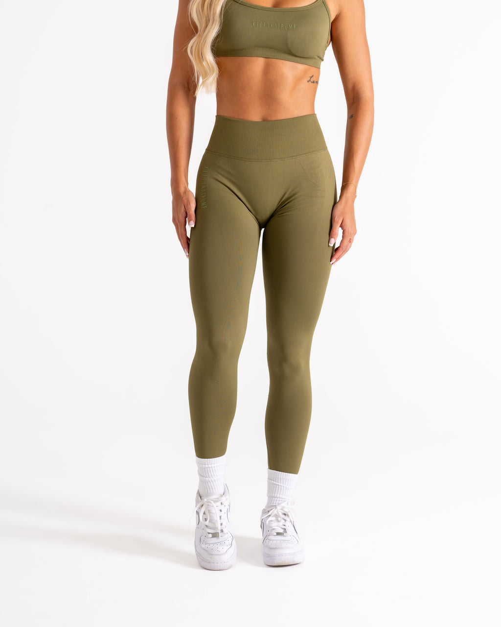 LJ V-BACK SCRUNCH LEGGING - DARK KHAKI GREEN