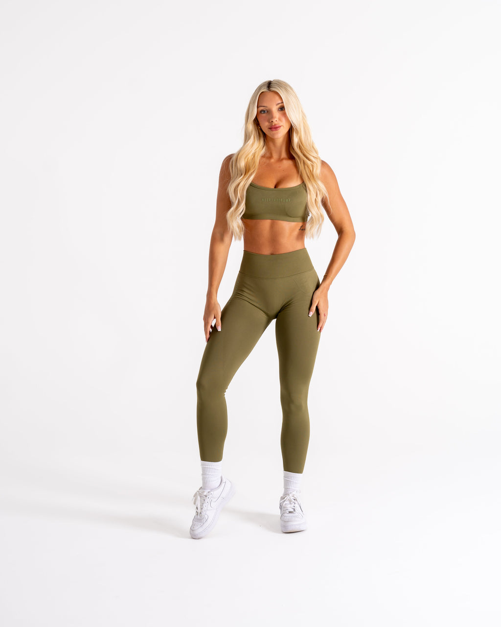 LJ V-BACK SCRUNCH LEGGING - DARK KHAKI GREEN