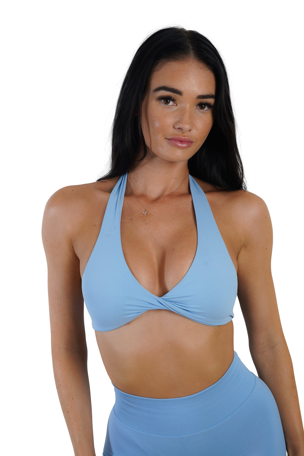Twist Halter Bra - Light Blue