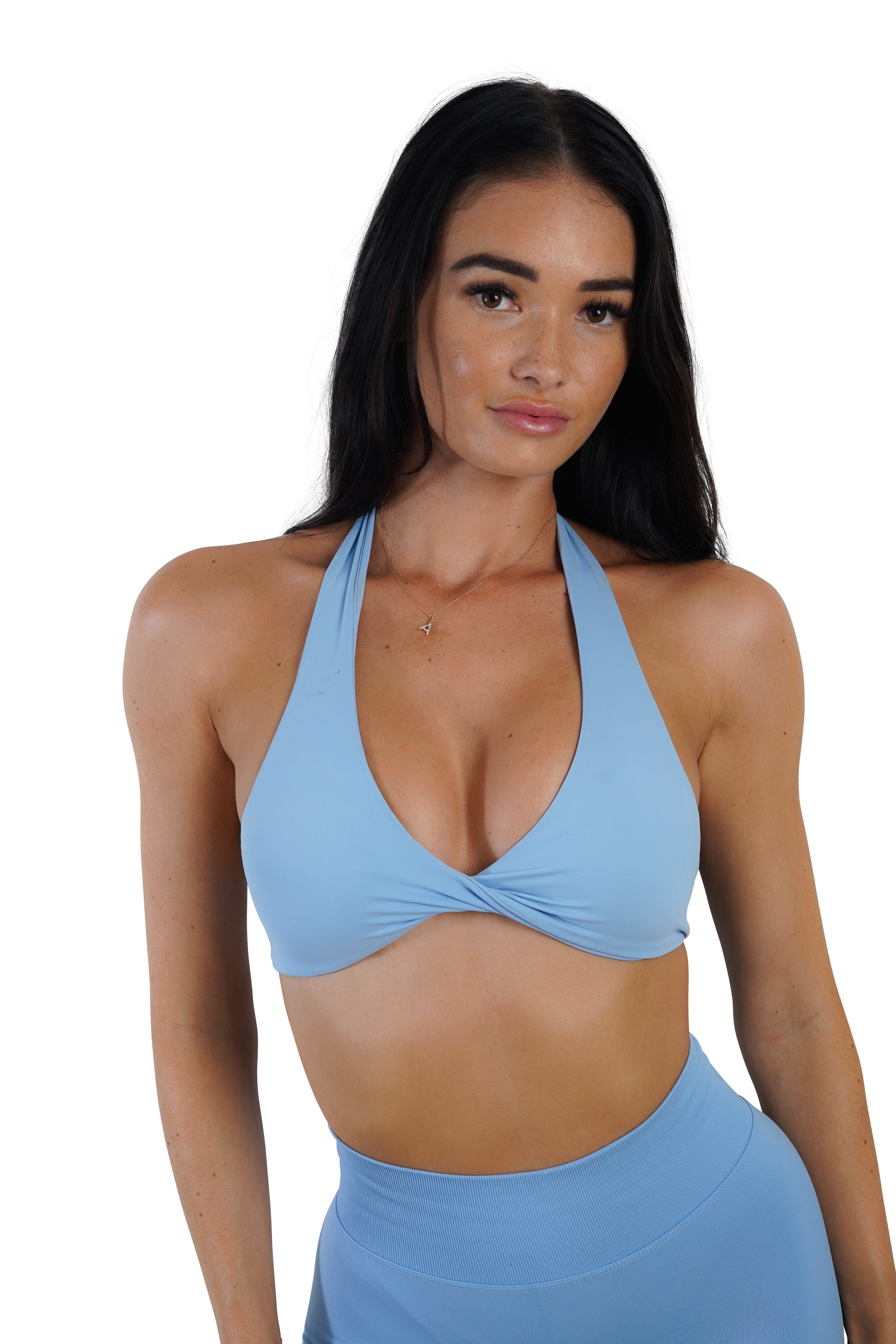 Twist Halter Bra - Light Blue