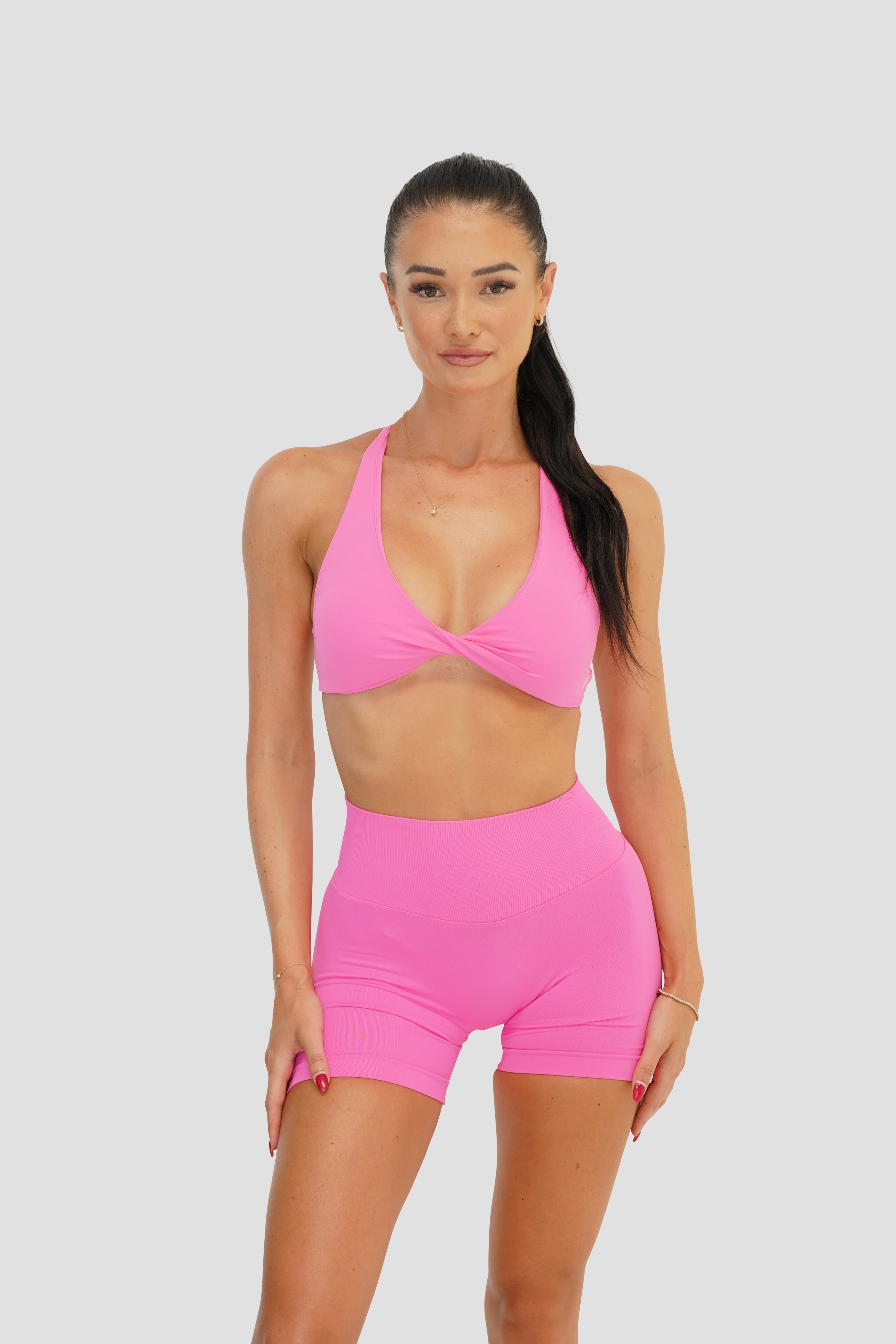 RECOIL HIGH WAIST SCRUNCH SHORTS - NEON PINK