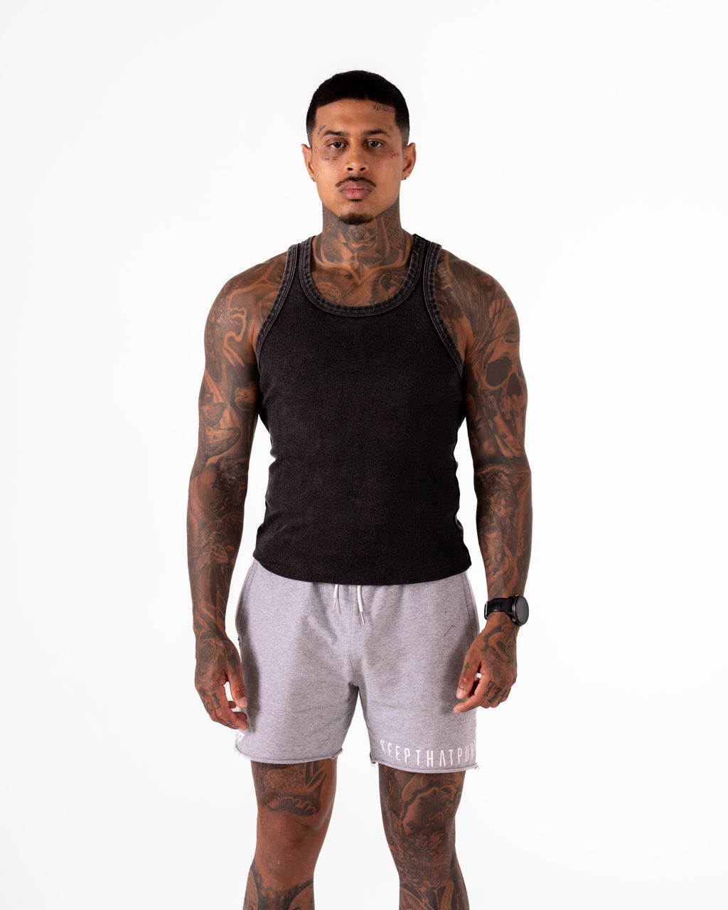 MEN'S KTP RIBBED TANK - MARLE BLACK