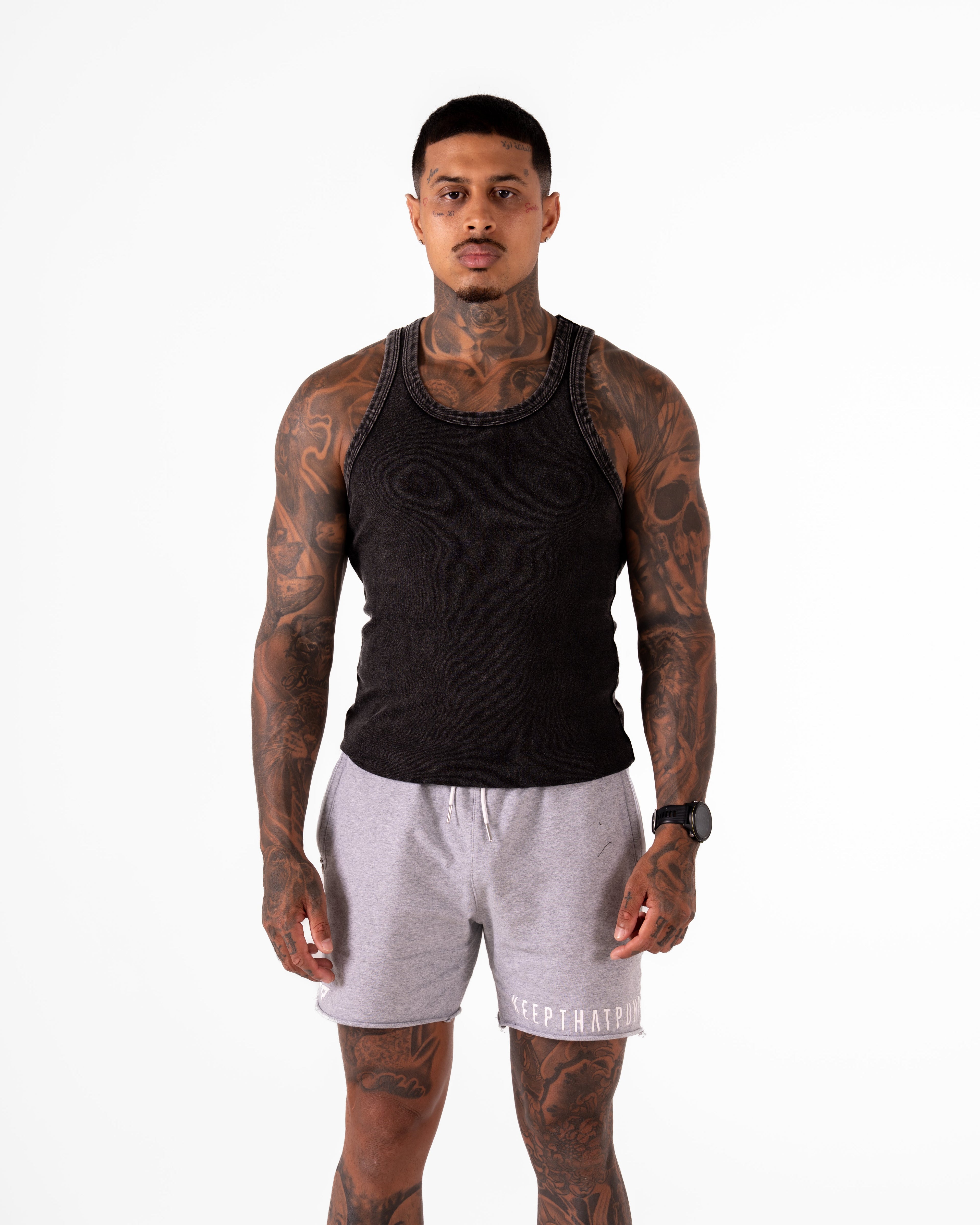 MEN'S KTP RIBBED TANK - MARLE BLACK