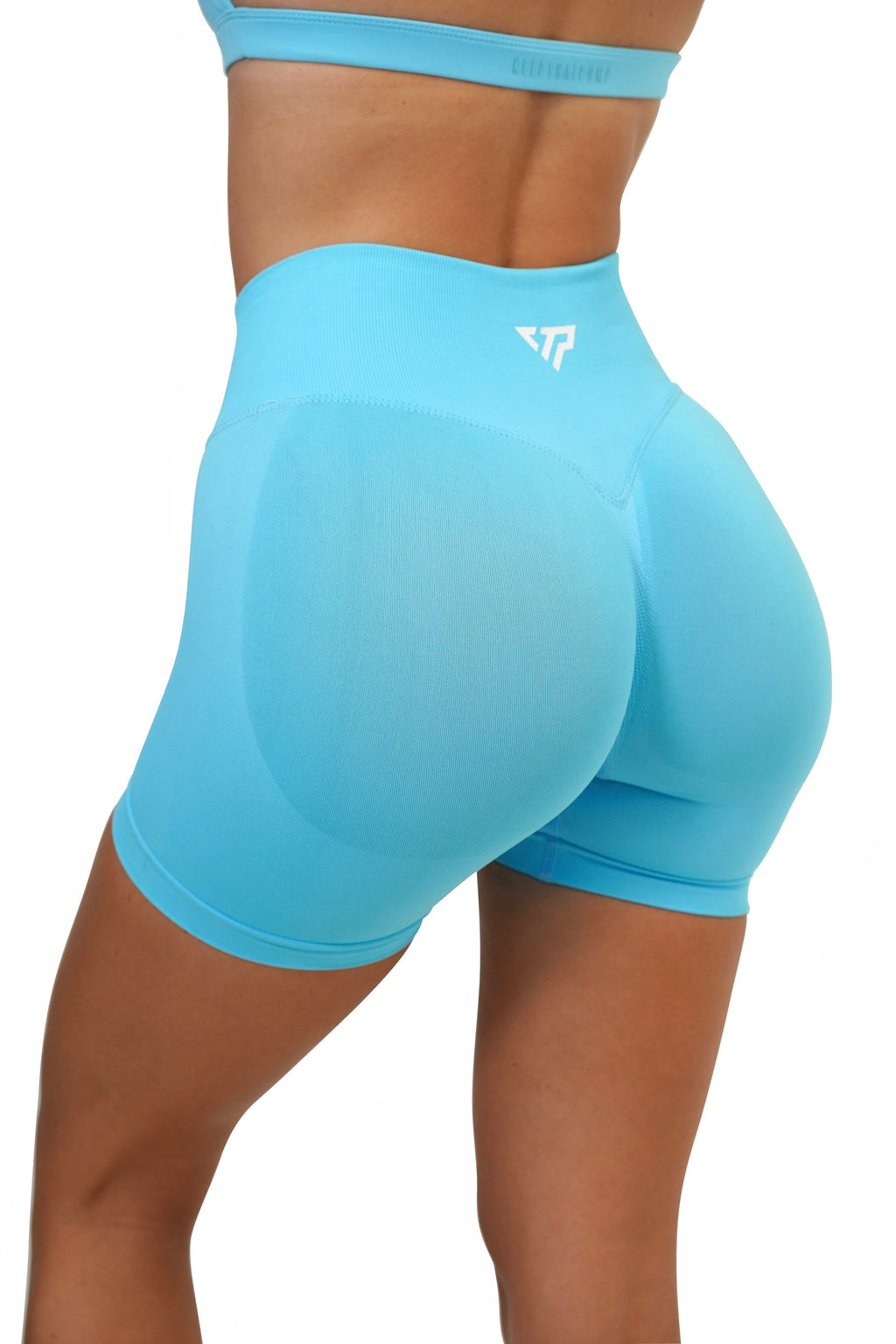 RECOIL HIGH WAIST SCRUNCH SHORTS - ICE BLUE