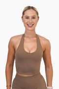 KIARA HALTER TOP - COFFEE
