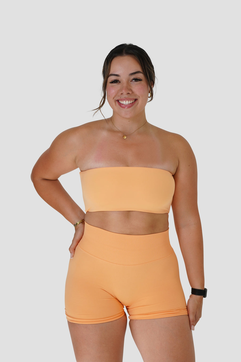 RECOIL HIGH WAIST SCRUNCH SHORTS - ORANGE SHERBET