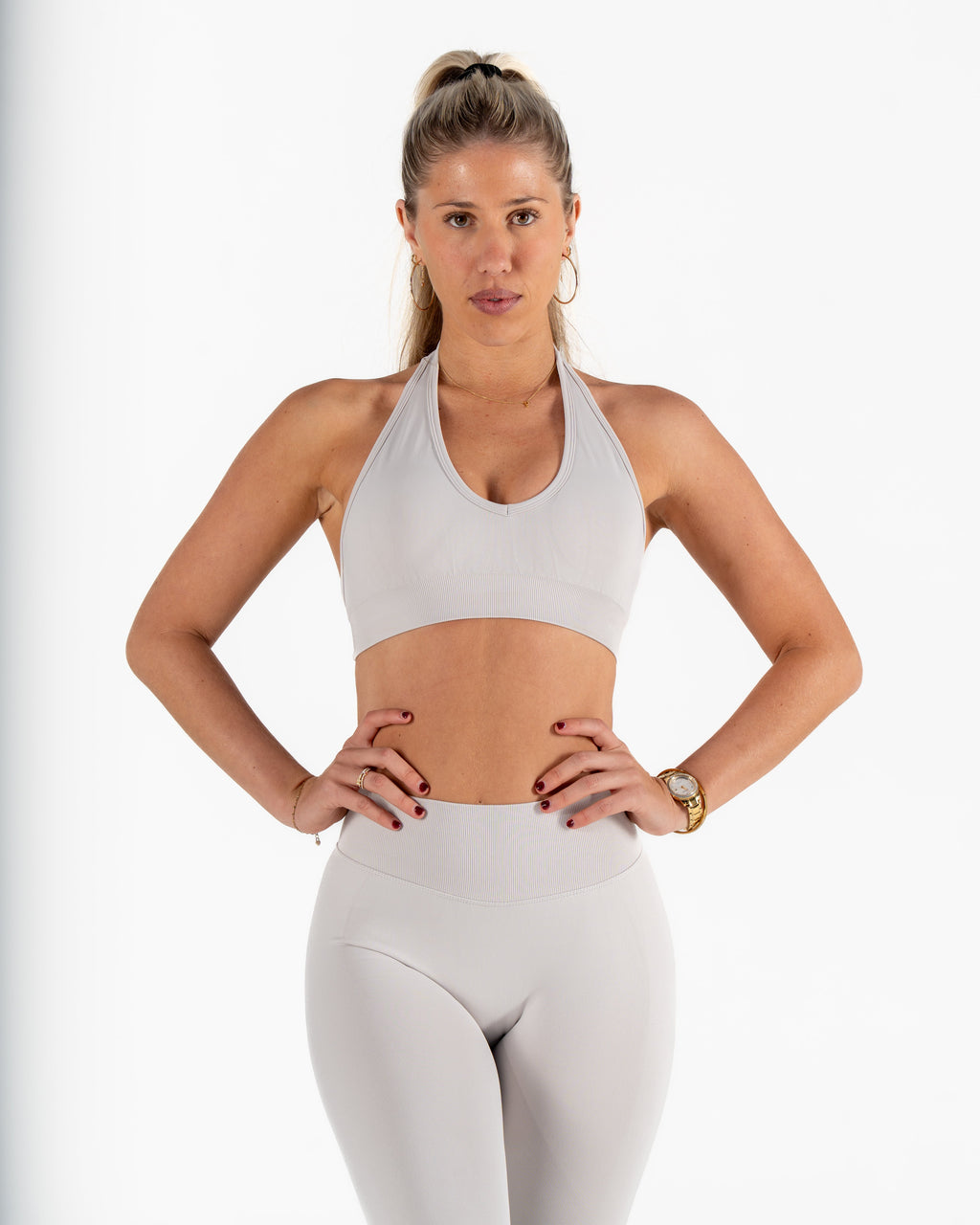RECOIL HALTER CROP - CLOUD GREY